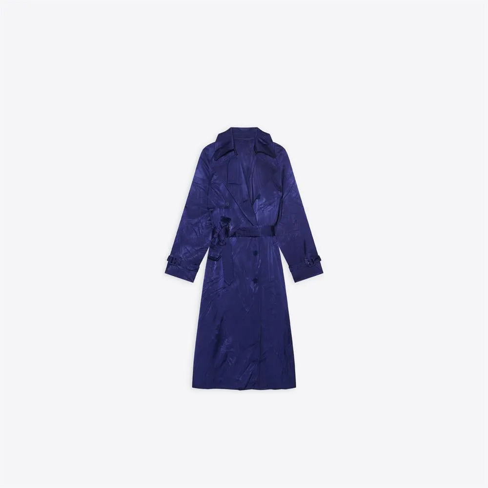 Balenciaga Womens Backwrap Trench in Marine Blue