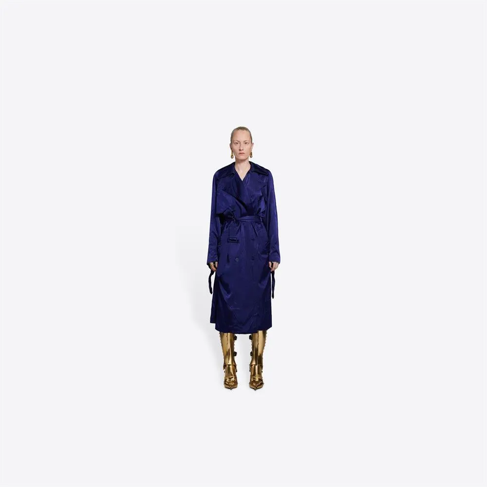 Balenciaga Womens Backwrap Trench in Marine Blue