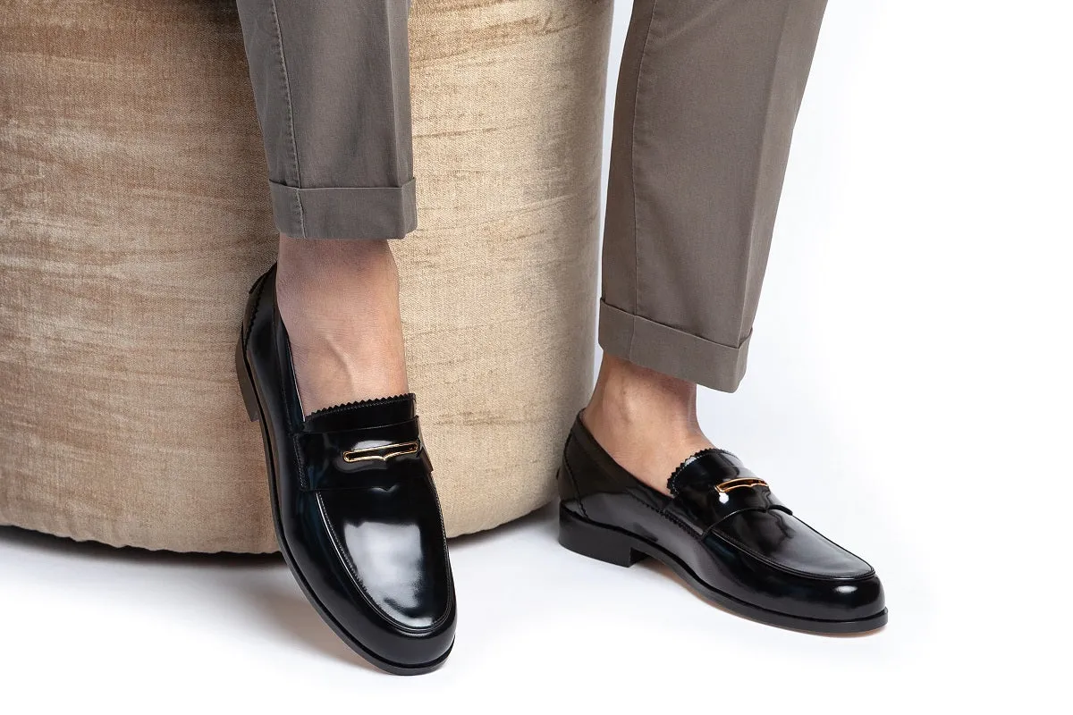 BALMORAL BRUSHED BLACK LOAFERS