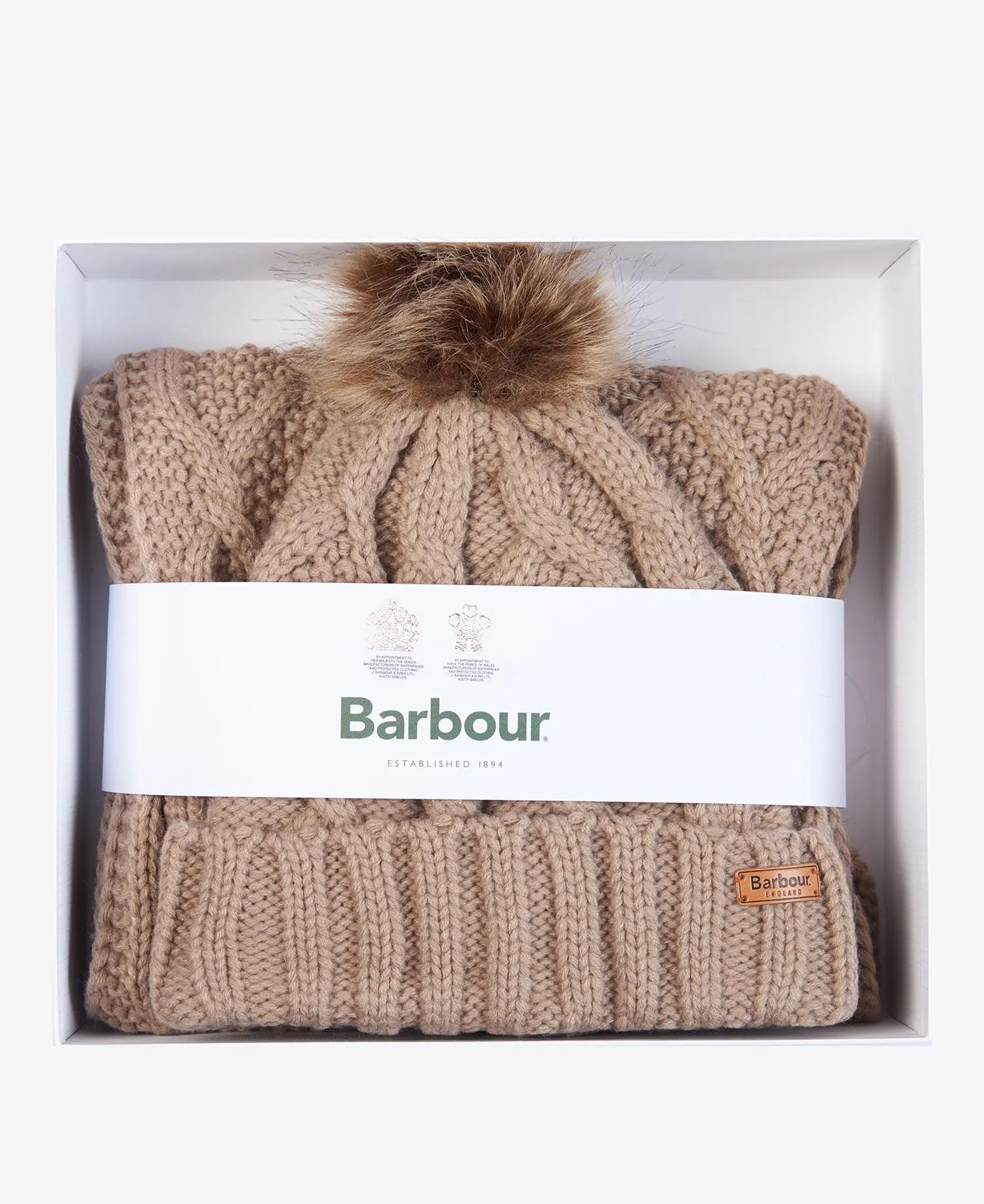 Barbour Ridley Hat & Scarf in Trench LGS0075