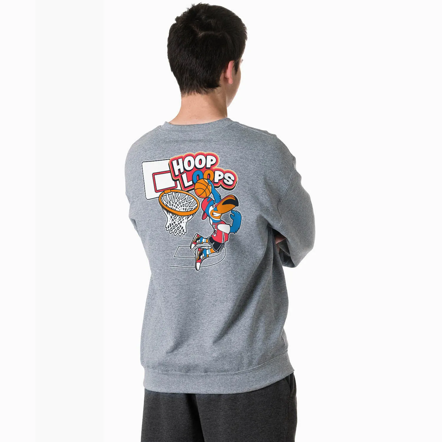 Basketball Crewneck Sweatshirt - Hoop Loops (Back Design) 