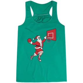Basketball Flowy Racerback Tank Top - Slam Dunk Santa 
