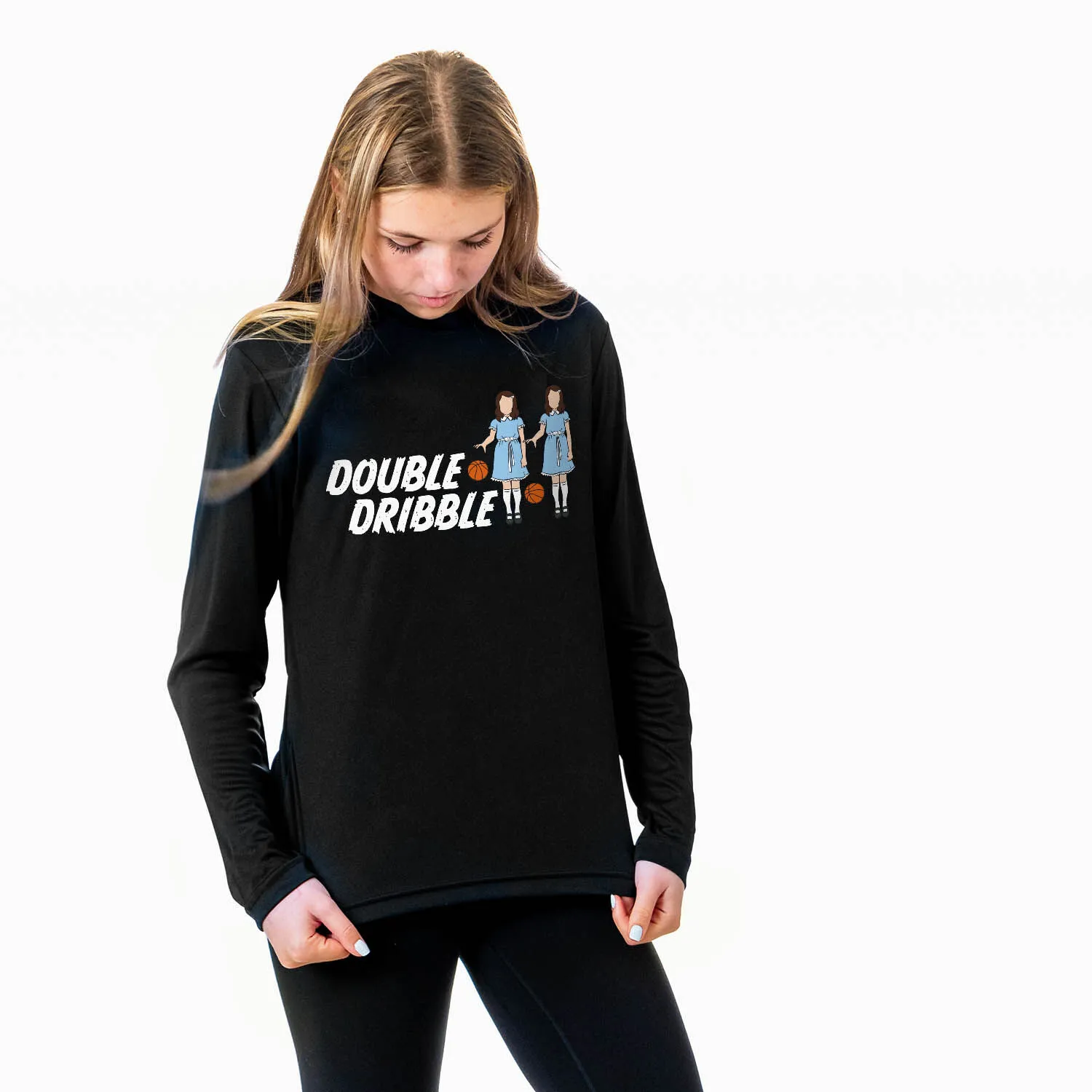 Basketball Long Sleeve Performance Tee - Double Dribble 