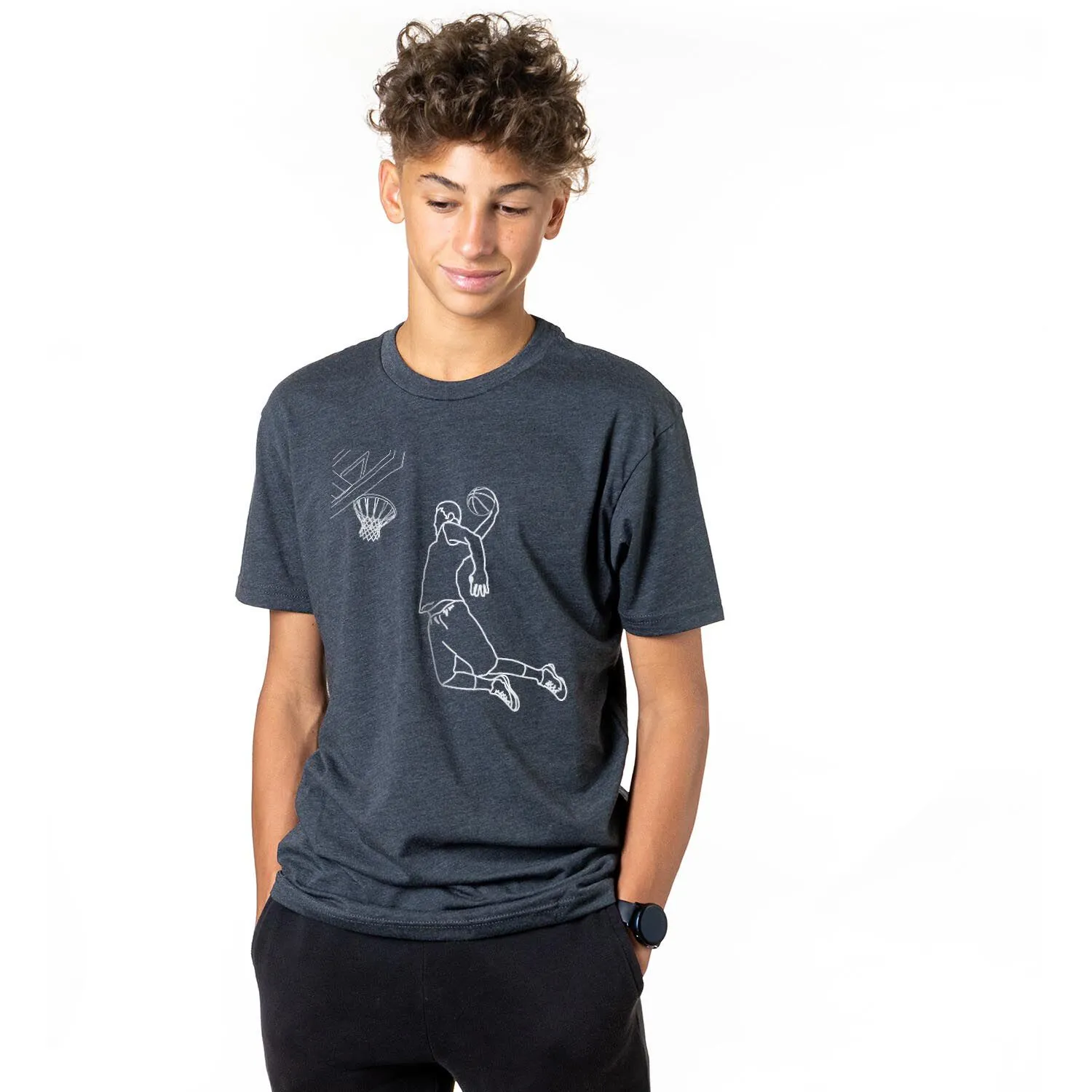 Basketball Short Sleeve T-Shirt - Basketball Player Sketch 