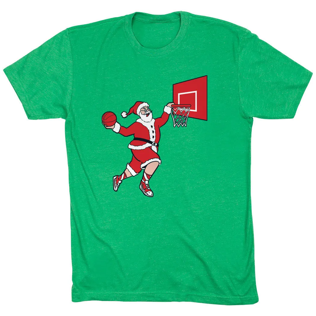 Basketball T-Shirt Short Sleeve - Slam Dunk Santa 
