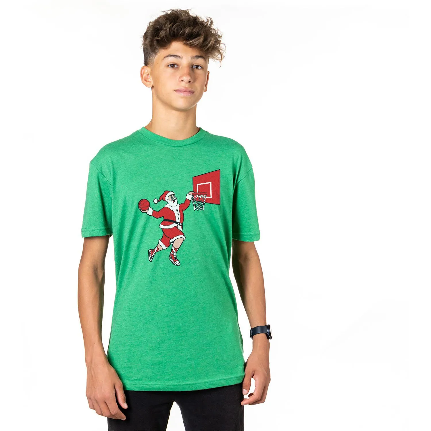 Basketball T-Shirt Short Sleeve - Slam Dunk Santa 