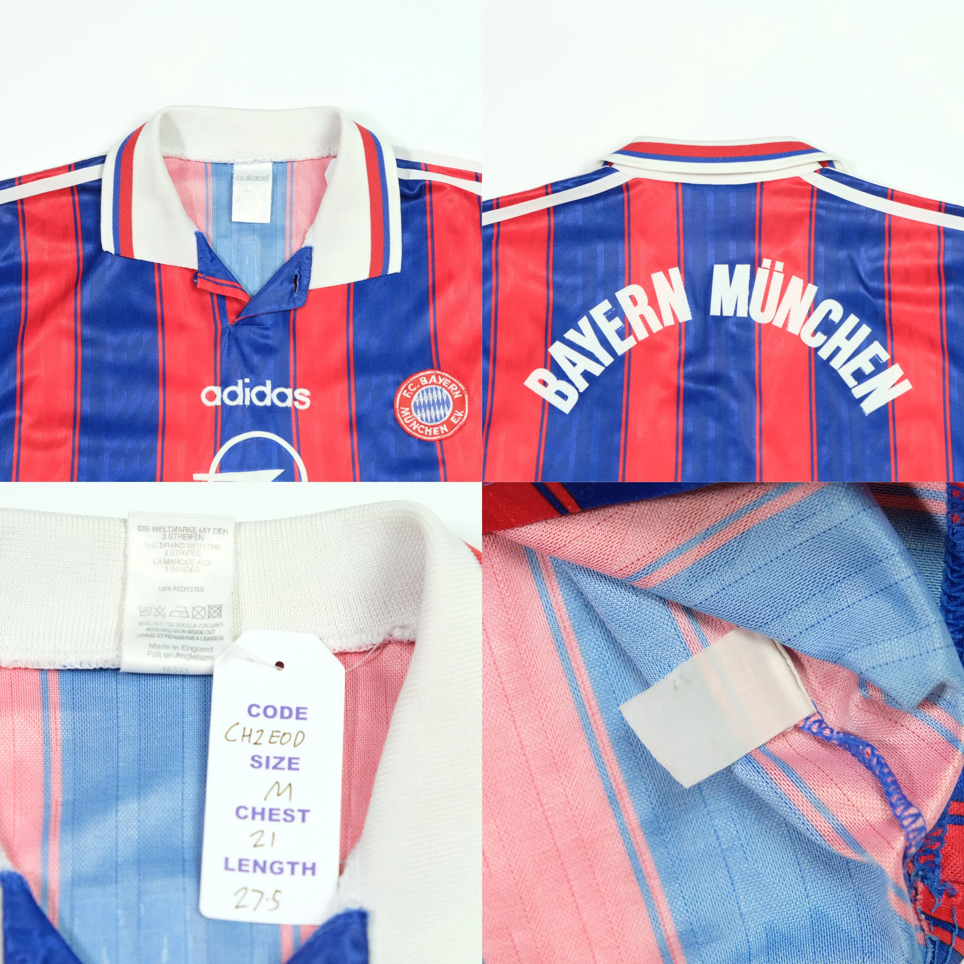 Bayern Munich Original Adidas 1997/1999 Home Vintage Football Shirt Medium