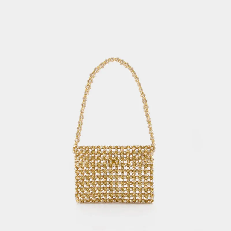 Beaded Sable Nacré Clutch Bag in Gold