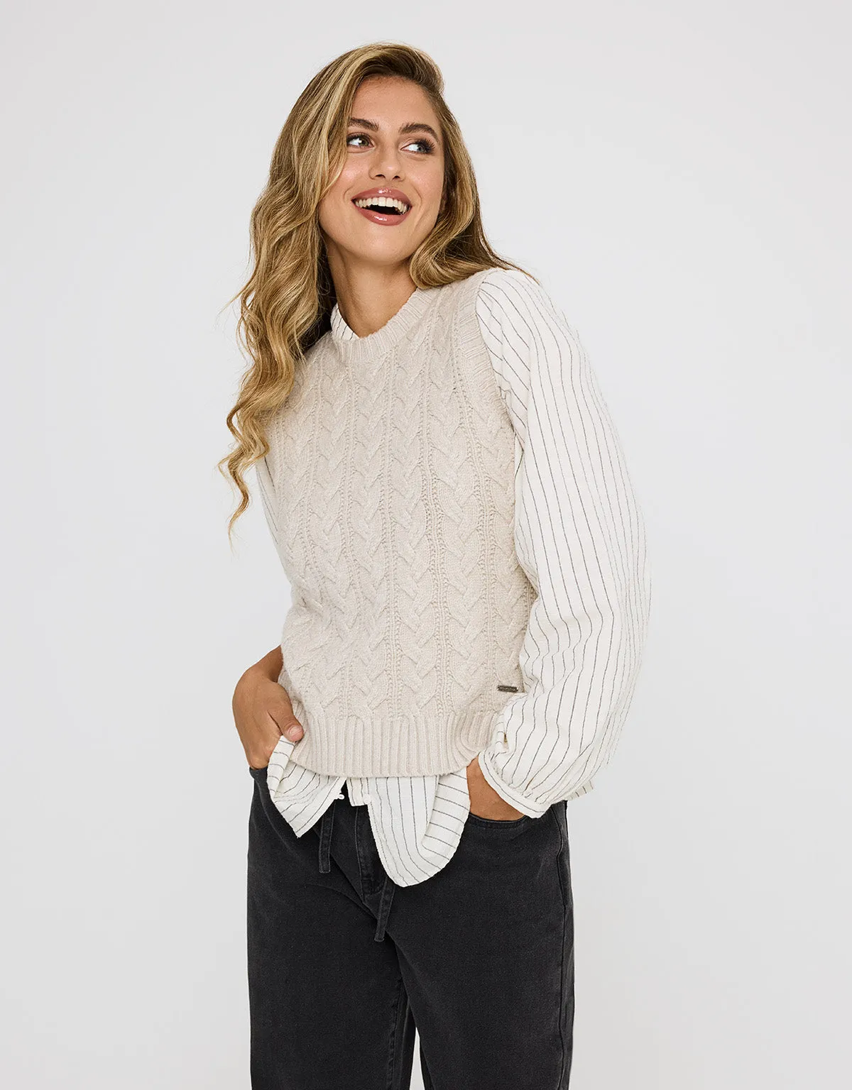 Beige Chunky Knit Vest - Alpica