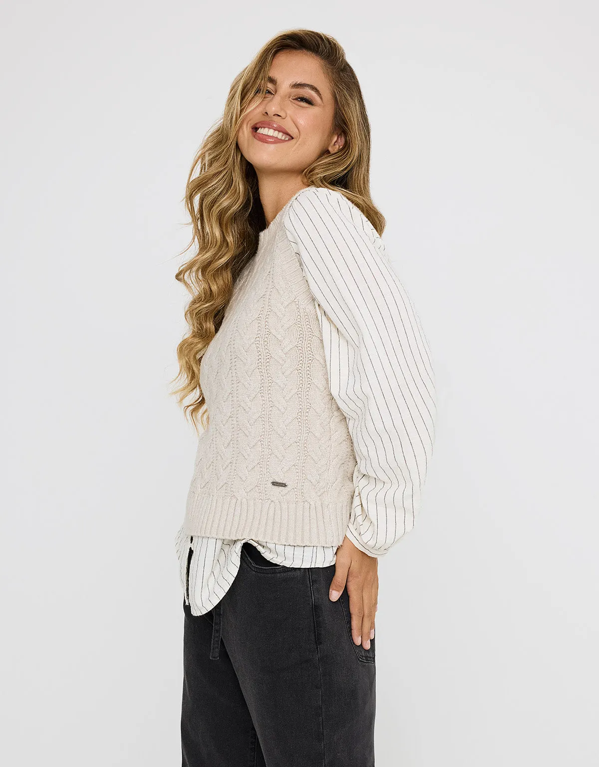 Beige Chunky Knit Vest - Alpica