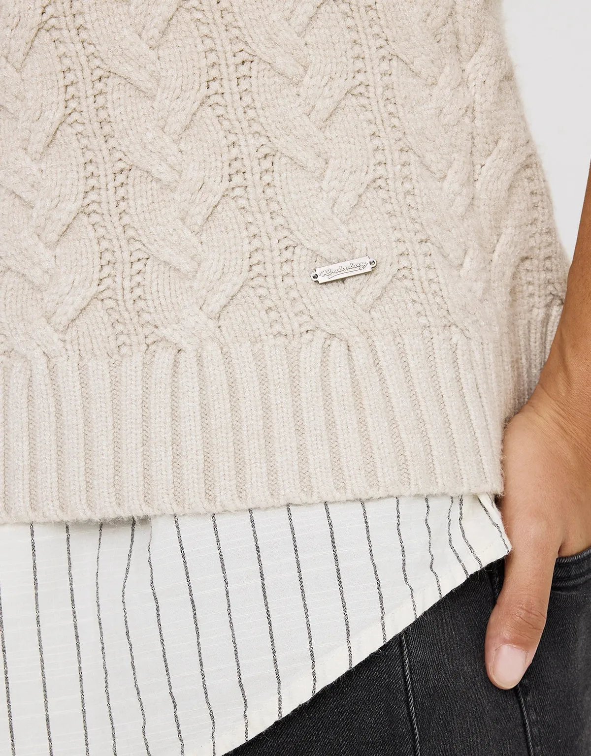 Beige Chunky Knit Vest - Alpica