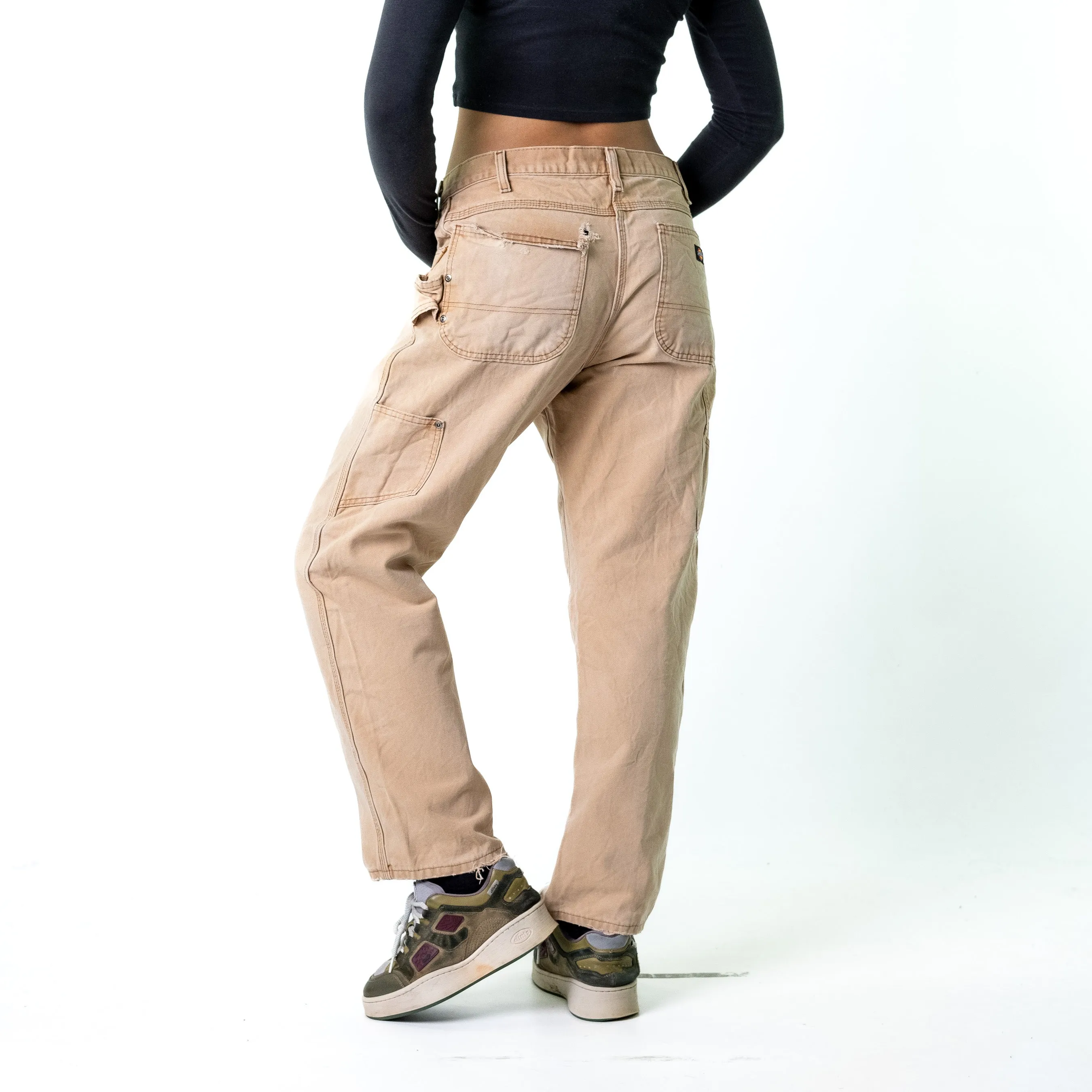 Beige Tan 90s Dickies  Cargo Skater Trousers Pants Jeans (34x30)