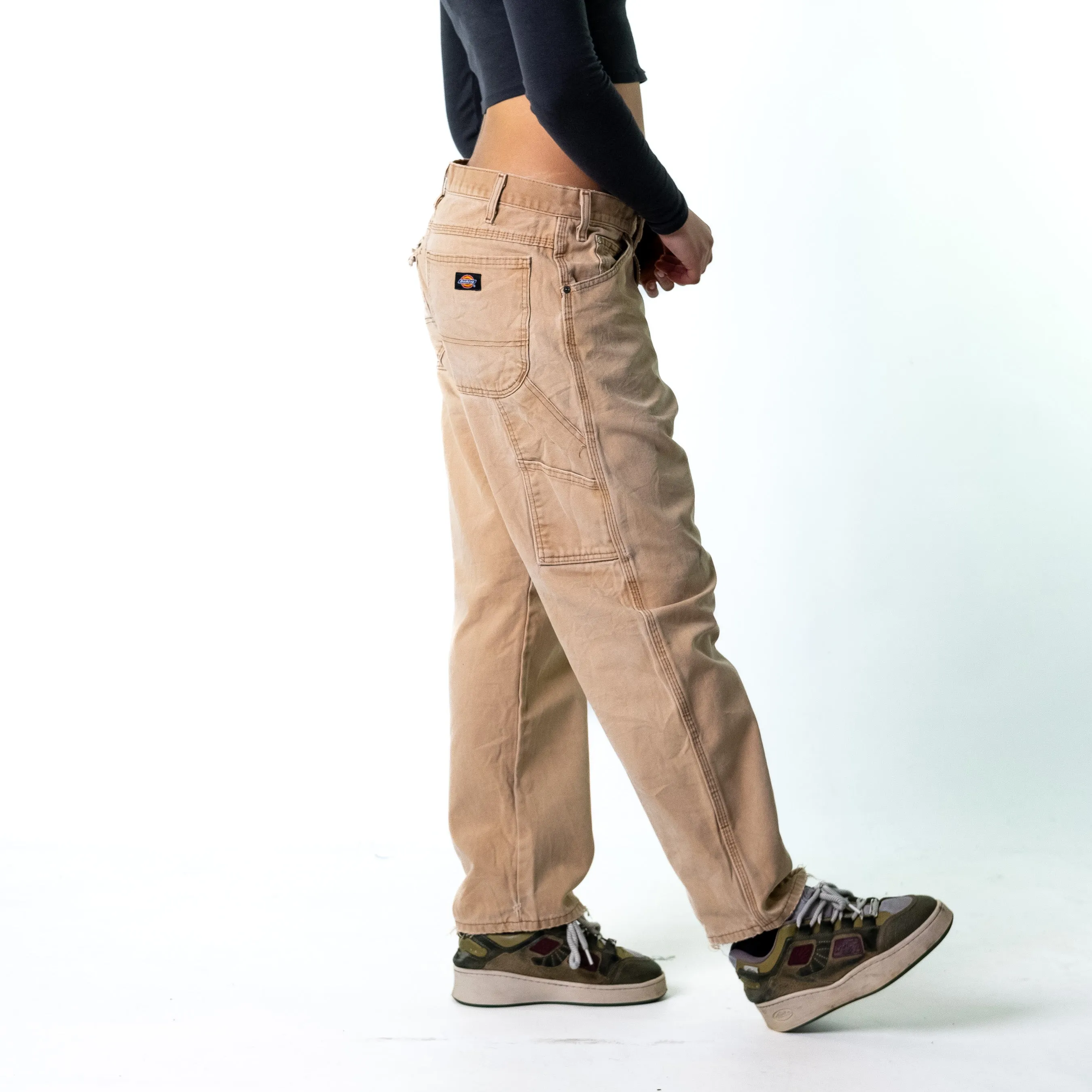 Beige Tan 90s Dickies  Cargo Skater Trousers Pants Jeans (34x30)