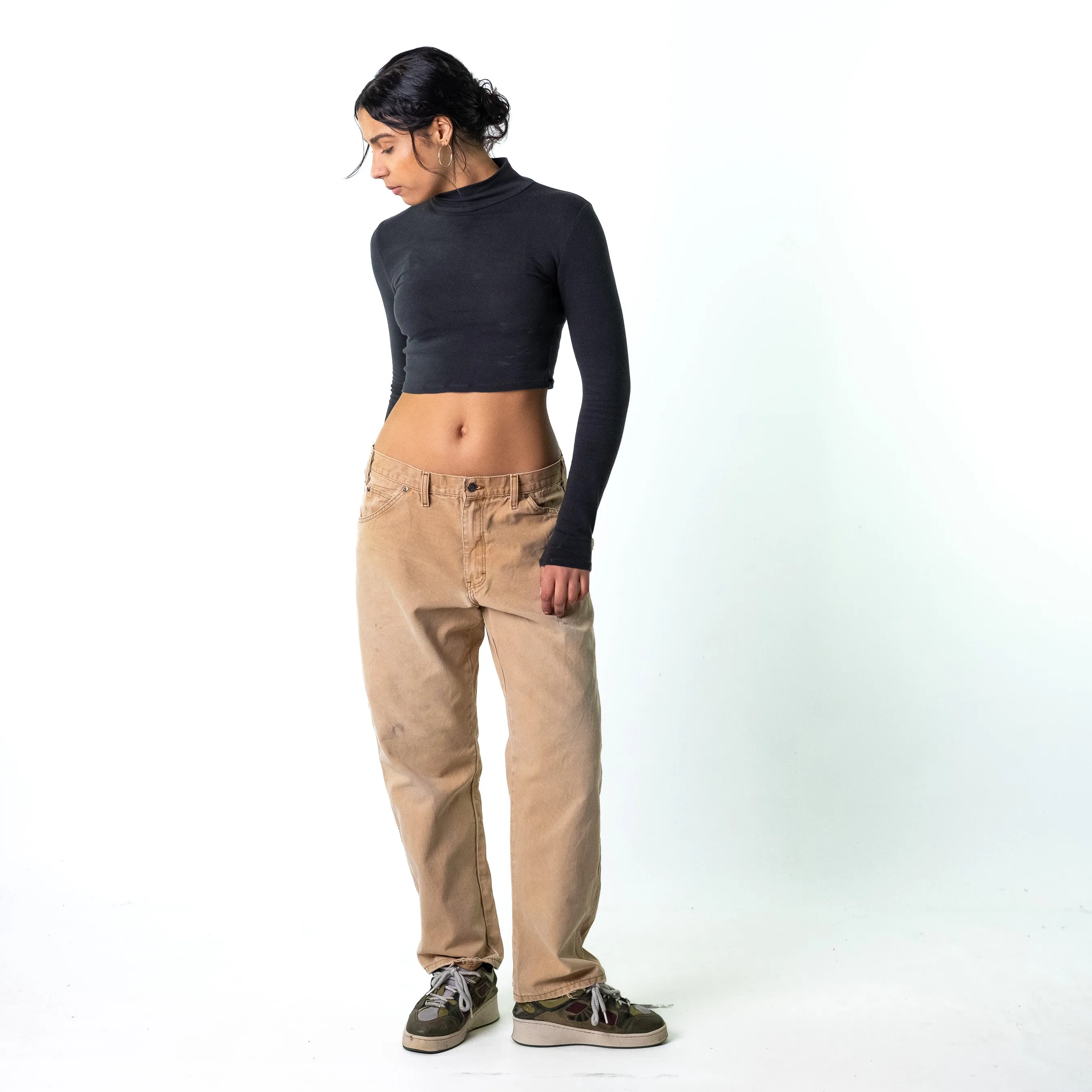 Beige Tan 90s Dickies  Cargo Skater Trousers Pants Jeans (34x30)