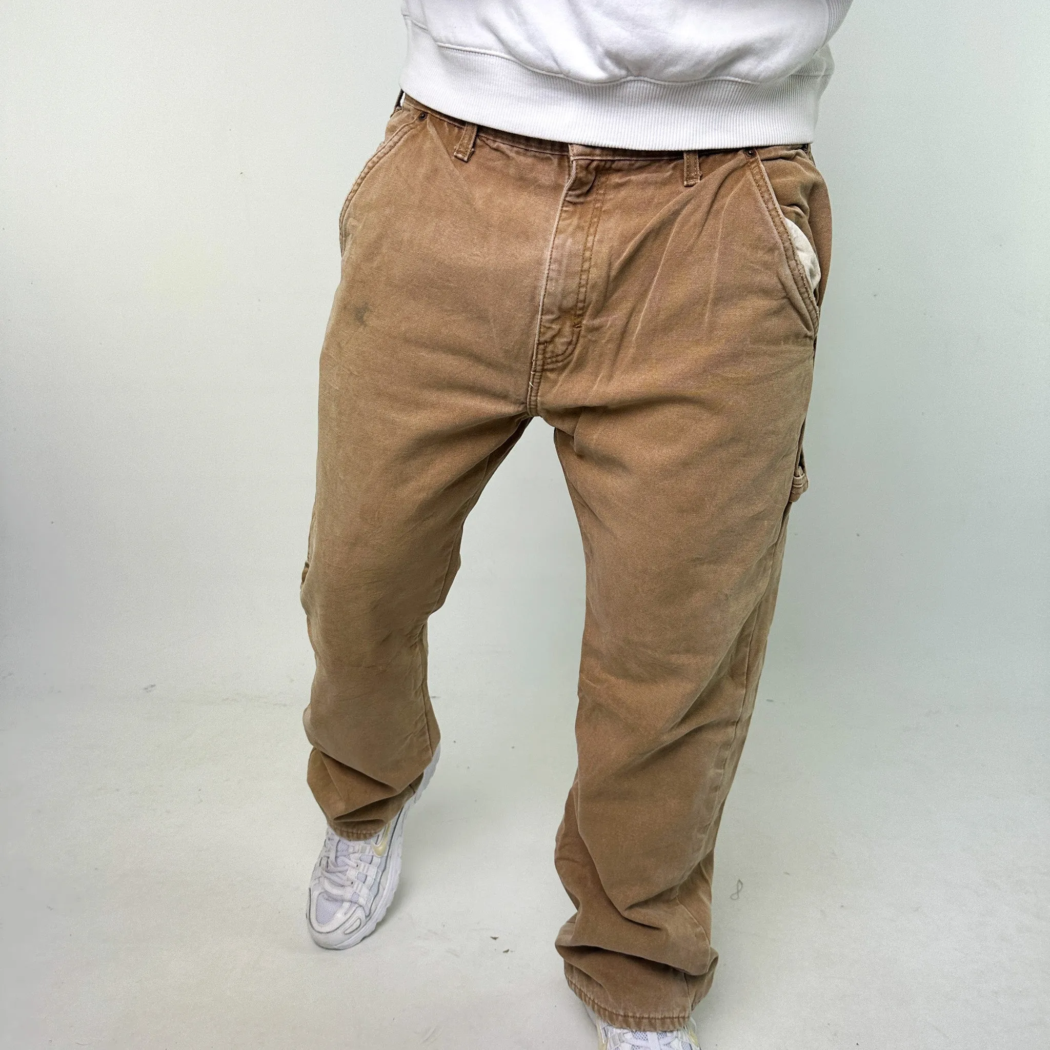 Beige Tan 90s Dickies Cargo Skater Trousers Pants Jeans (38x32)