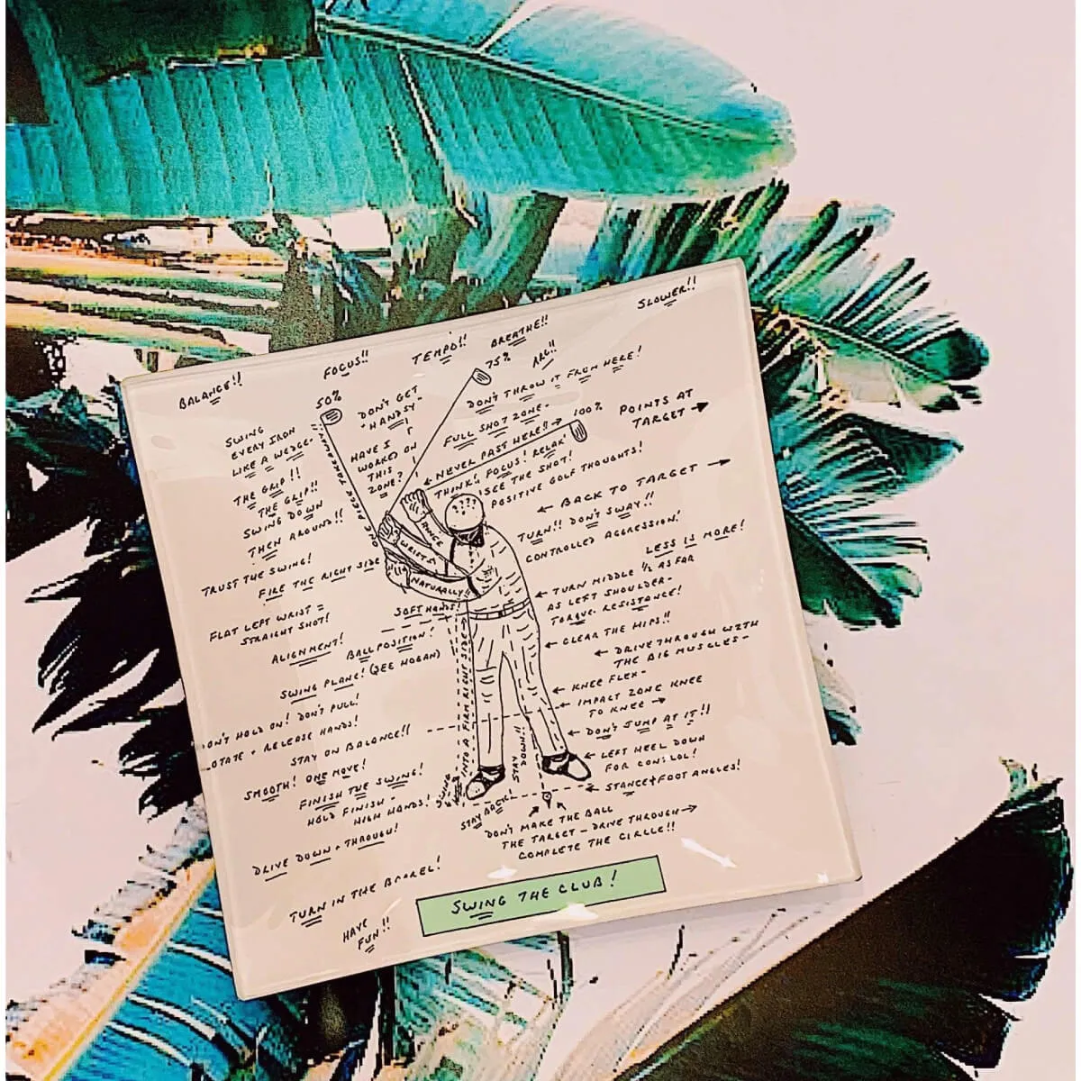 ----------Ben's Garden Golf Sketch Swing The Club Decoupage Glass Tray---------