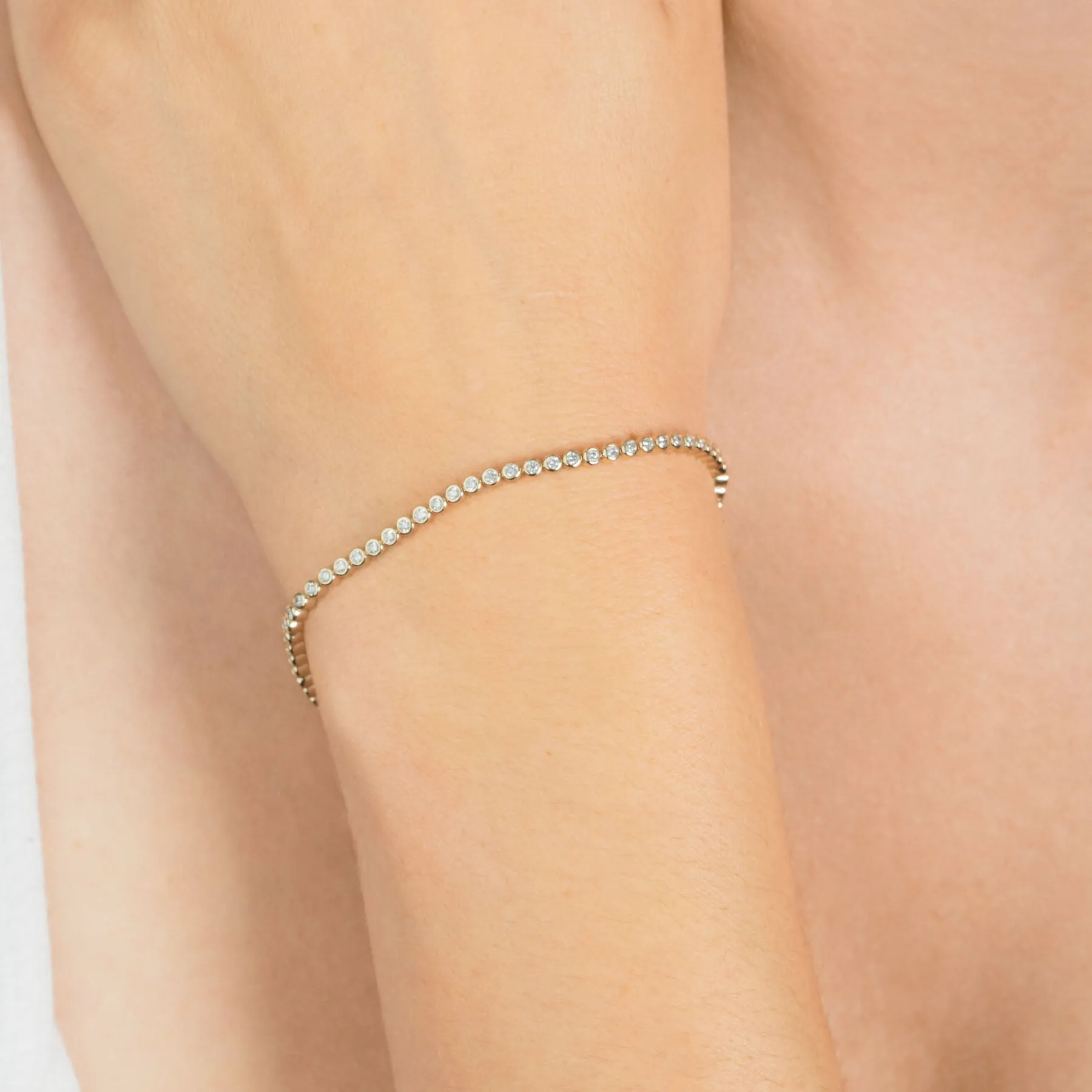 Bezel Tennis Bracelet - White Diamond / 14k Yellow Gold