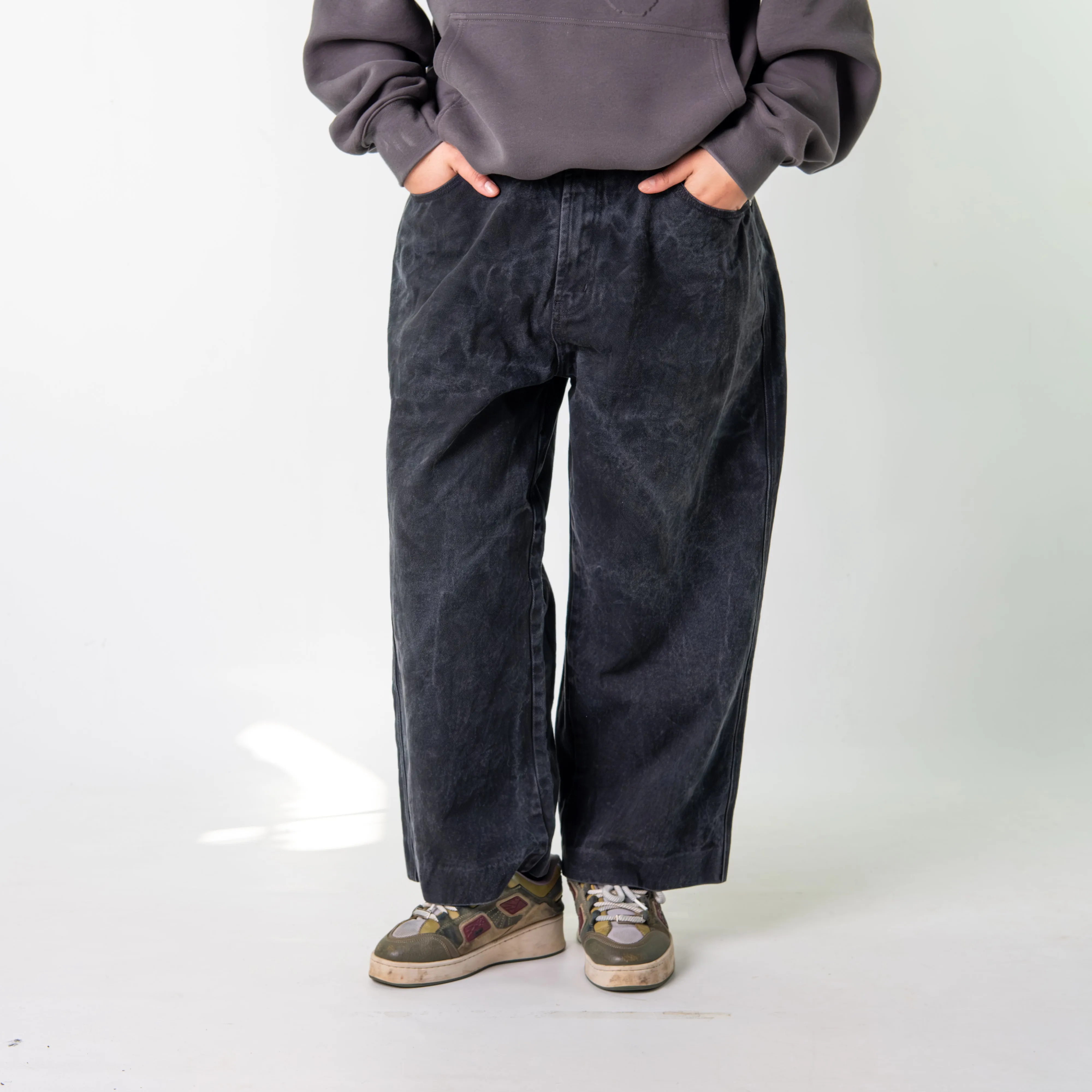 Black 90s Baggy Hip Hop Southpole Cargo Skater Trousers Pants Jeans (32x26)