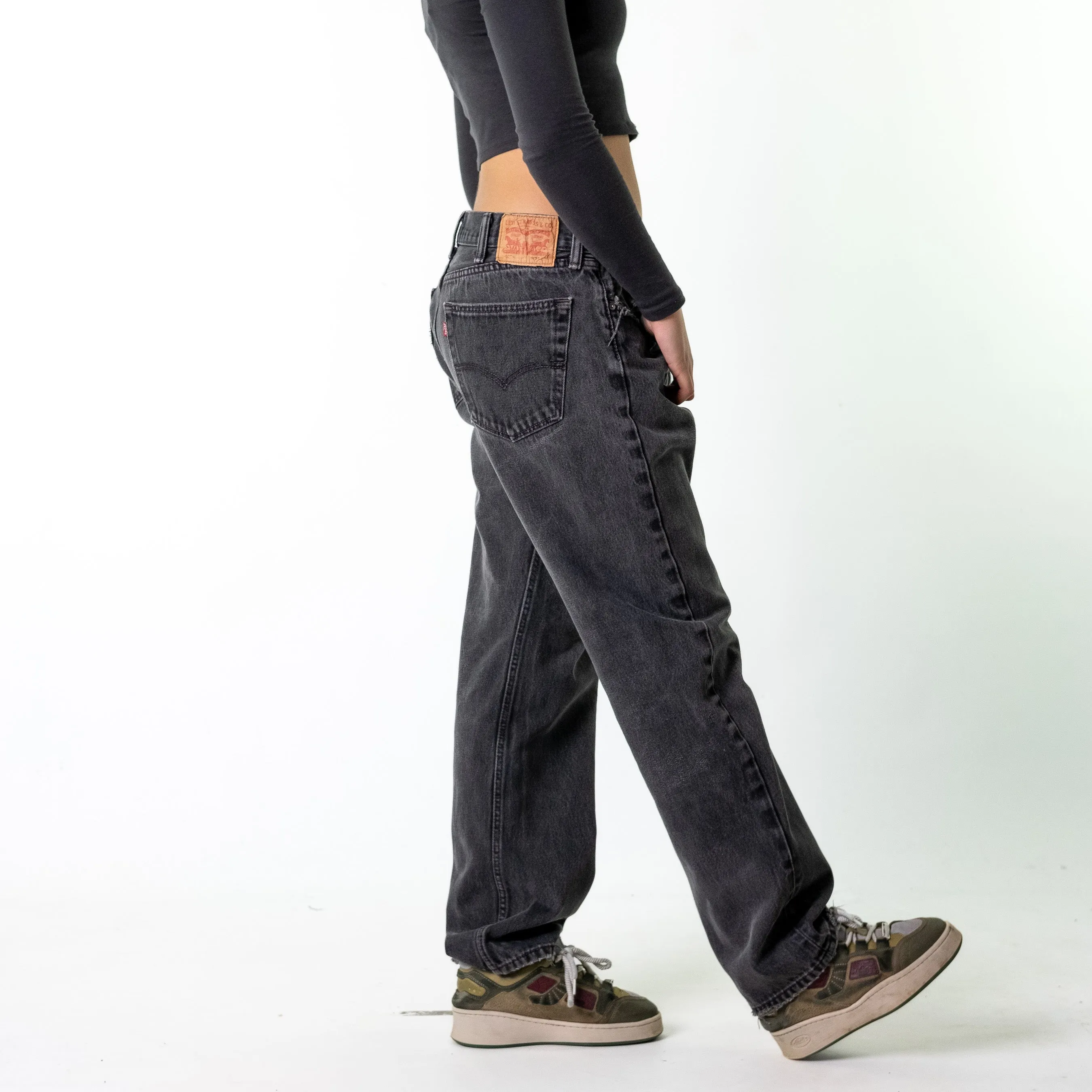 Black 90s Levi's 505 Cargo Skater Trousers Pants Jeans (35x34)