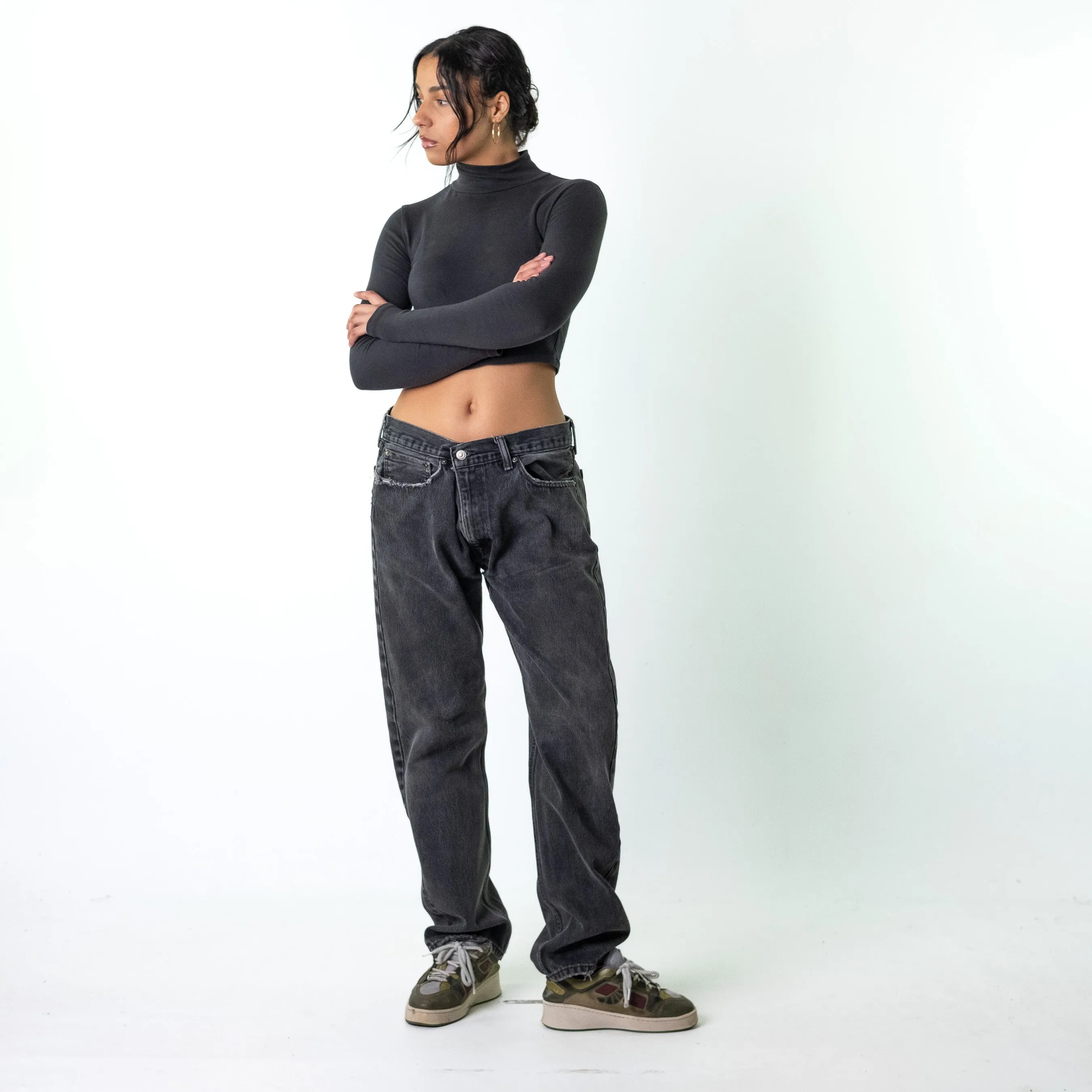 Black 90s Levi's 505 Cargo Skater Trousers Pants Jeans (35x34)