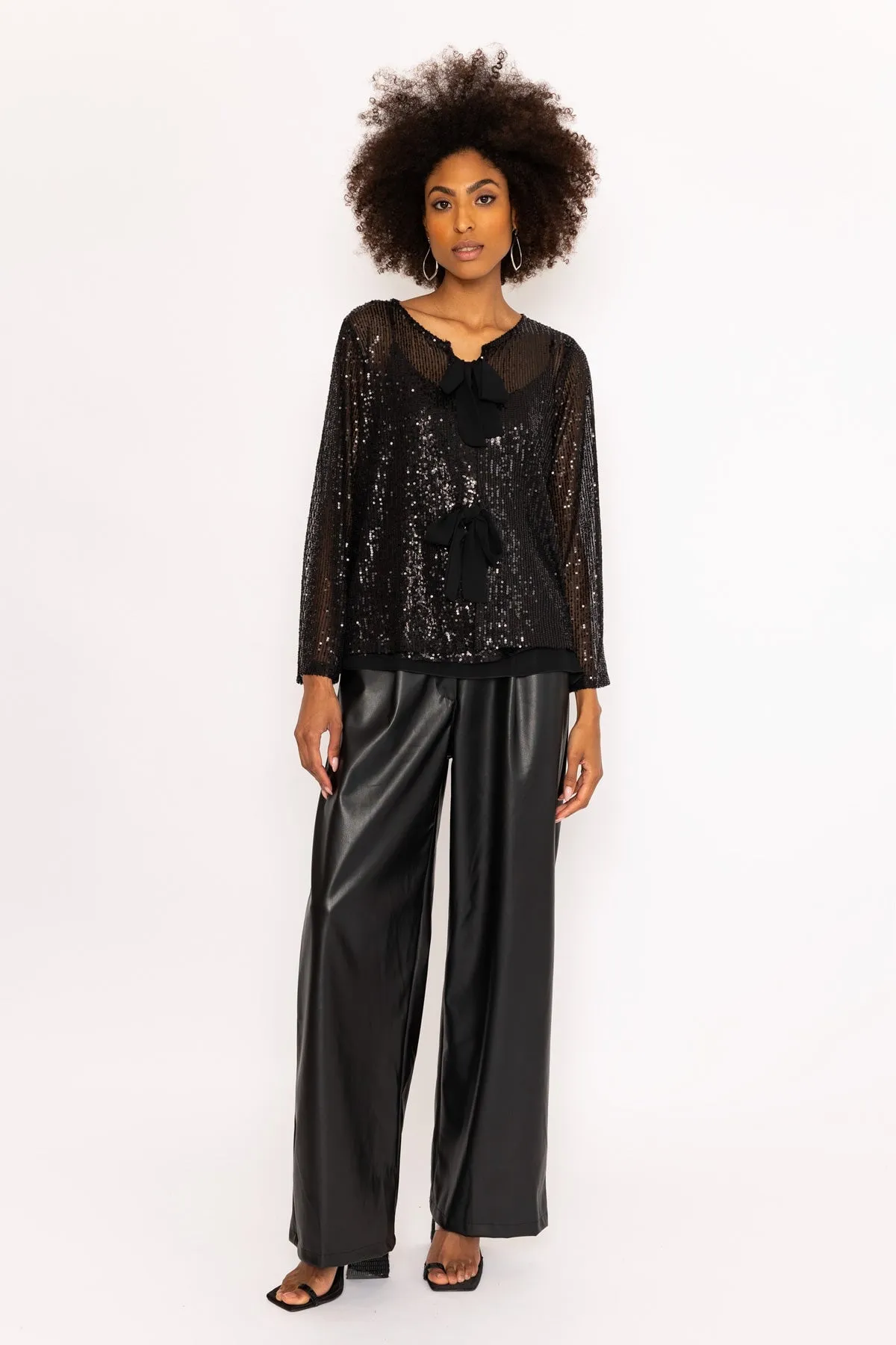 Black Bow Detail Sequin Jacket