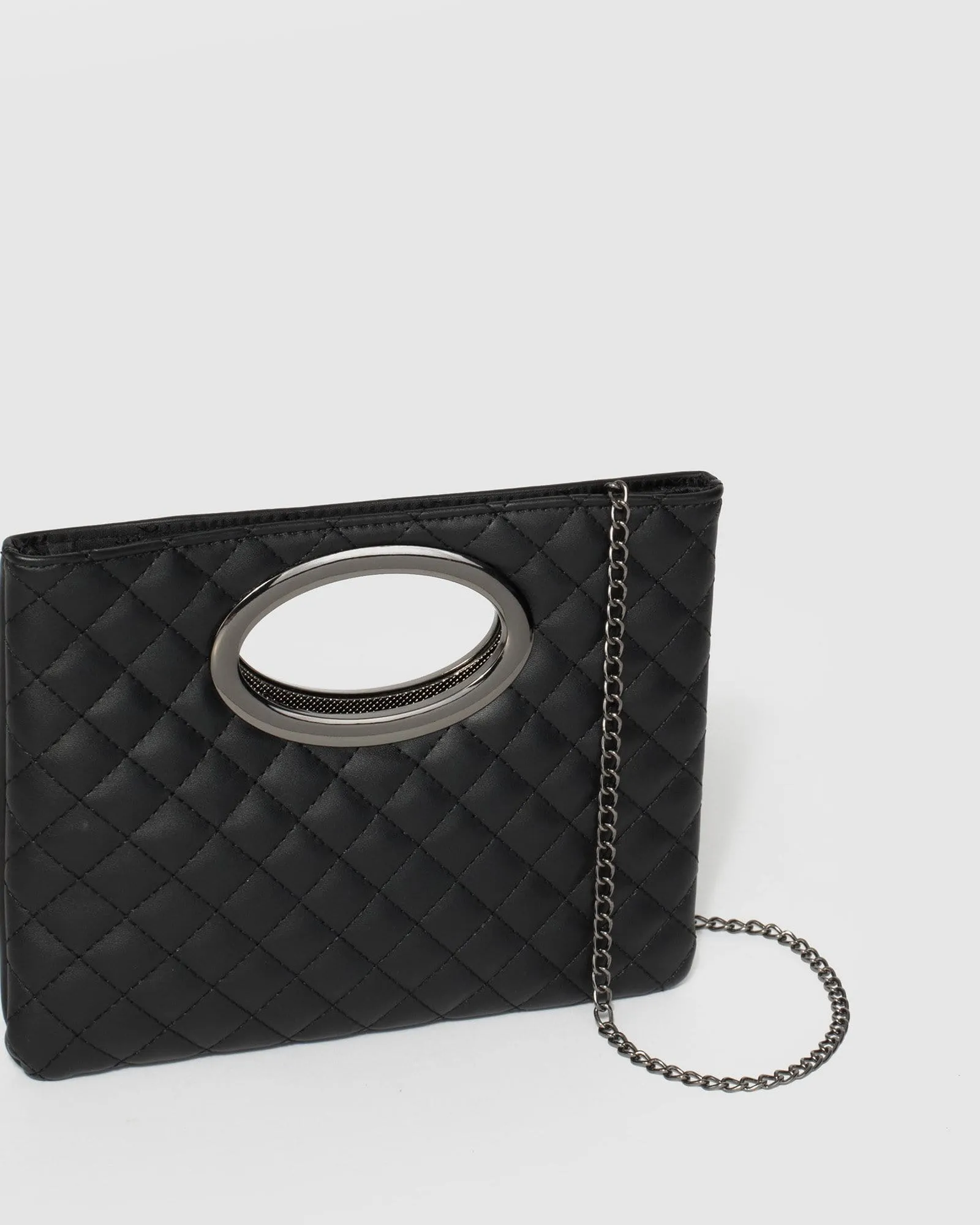 Black Esme Quilted Clutch Bag