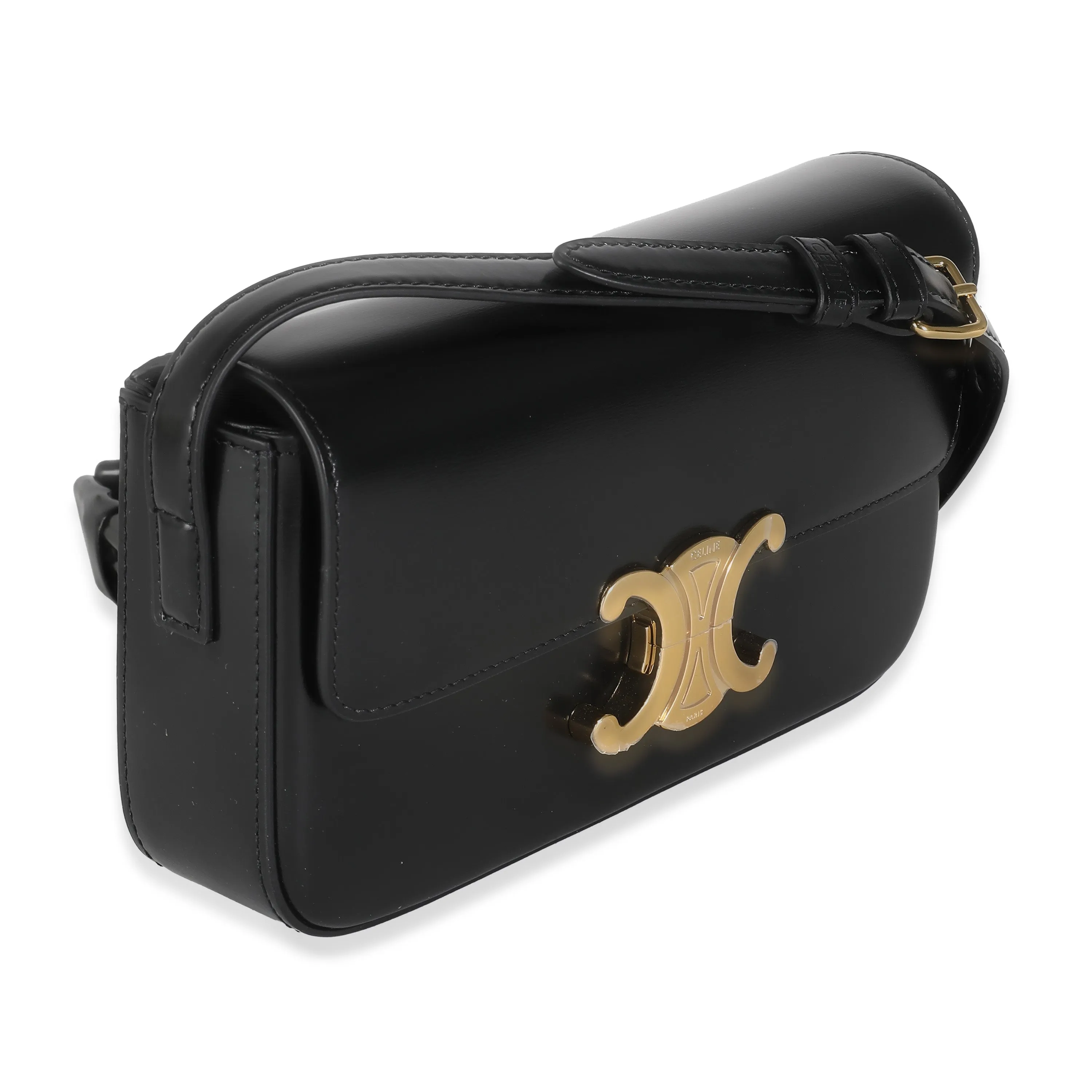 Black Shiny Calfskin Triomphe Shoulder Bag