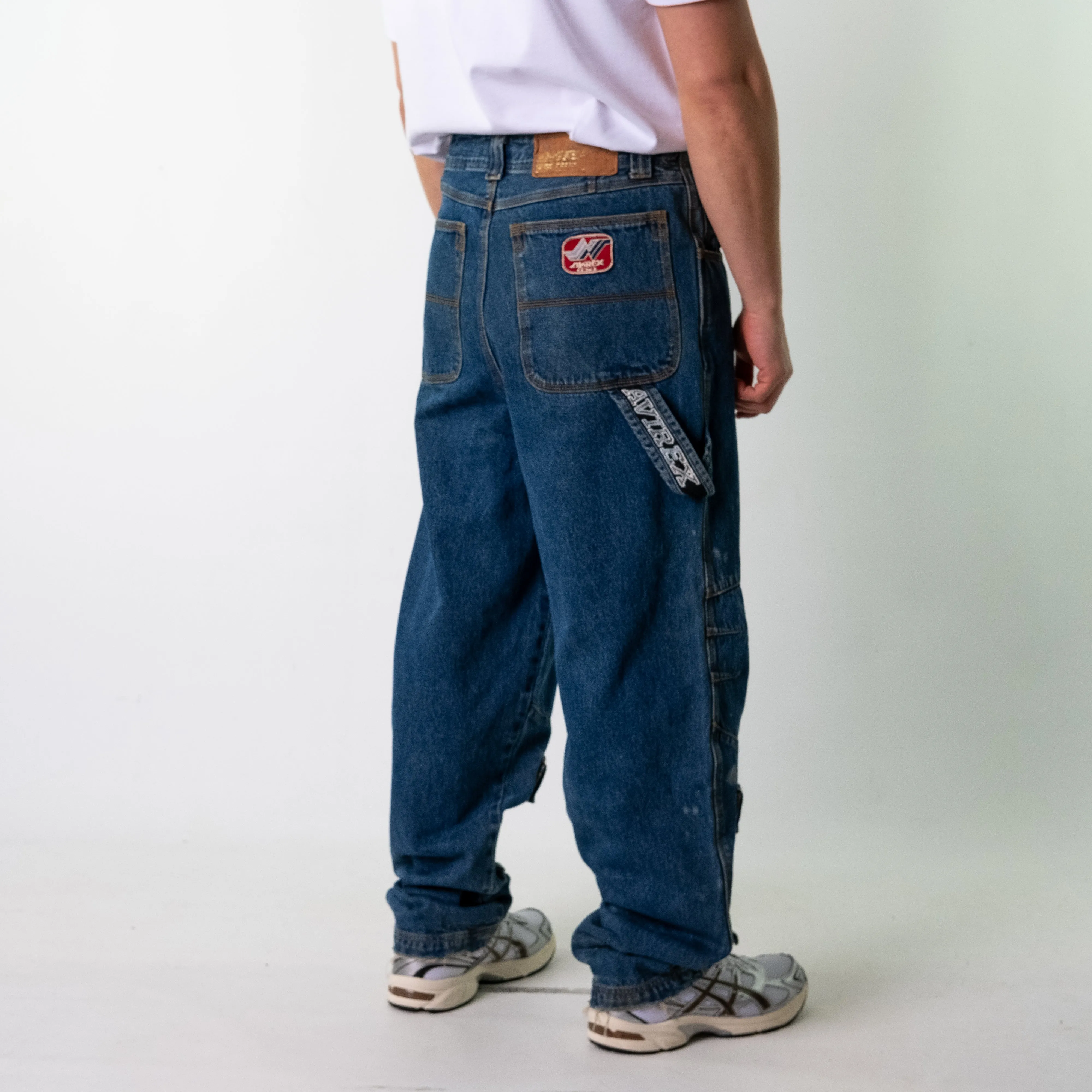 Blue Denim 90s Baggy Hip Hop Avirex Cargo Skater Trousers Pants Jeans (34x33)