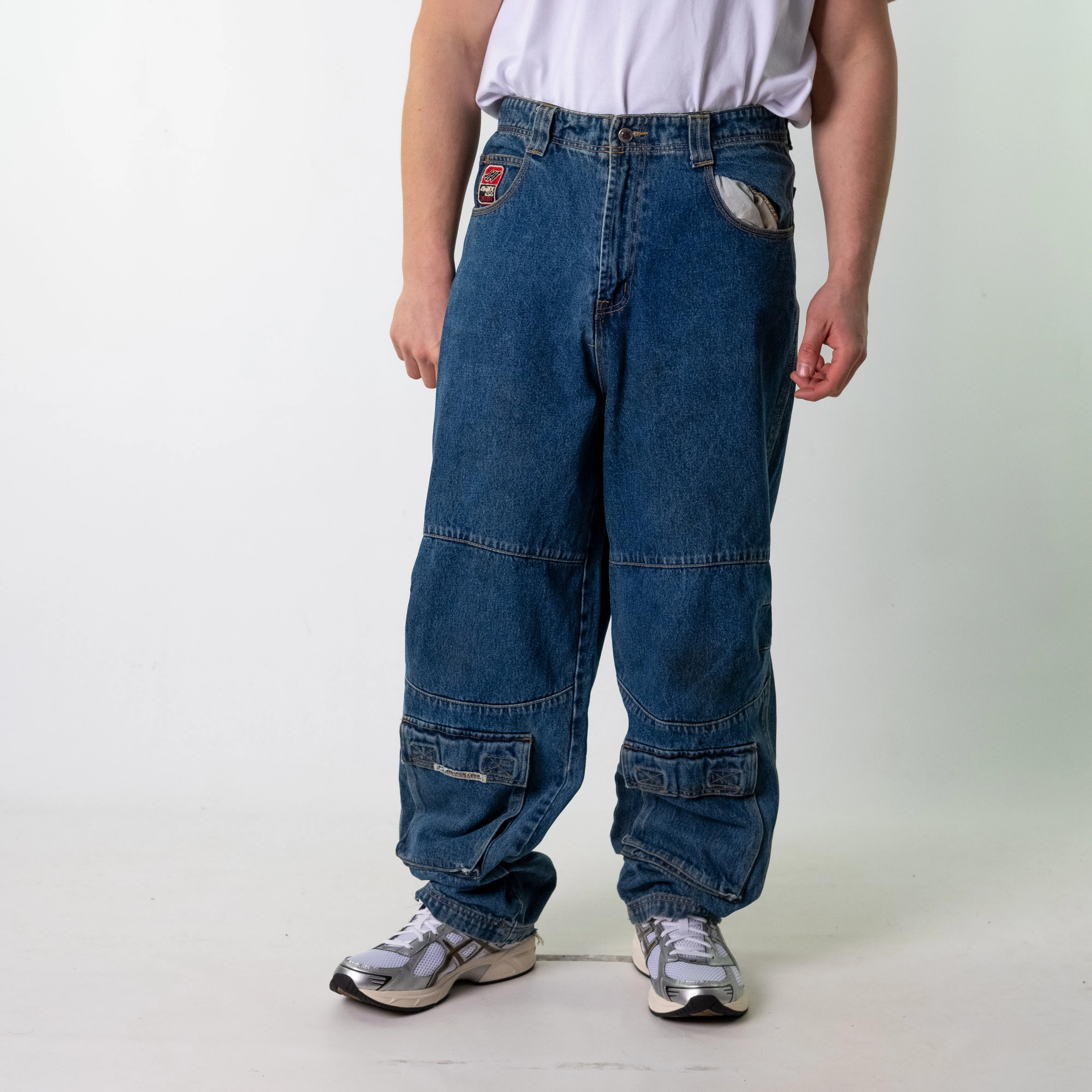 Blue Denim 90s Baggy Hip Hop Avirex Cargo Skater Trousers Pants Jeans (34x33)