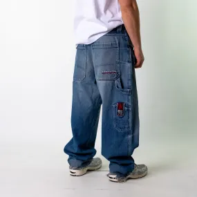 Blue Denim 90s Baggy Hip Hop Bronx Clothing Ltd Cargo Skater Trousers Pants Jeans (38x34)