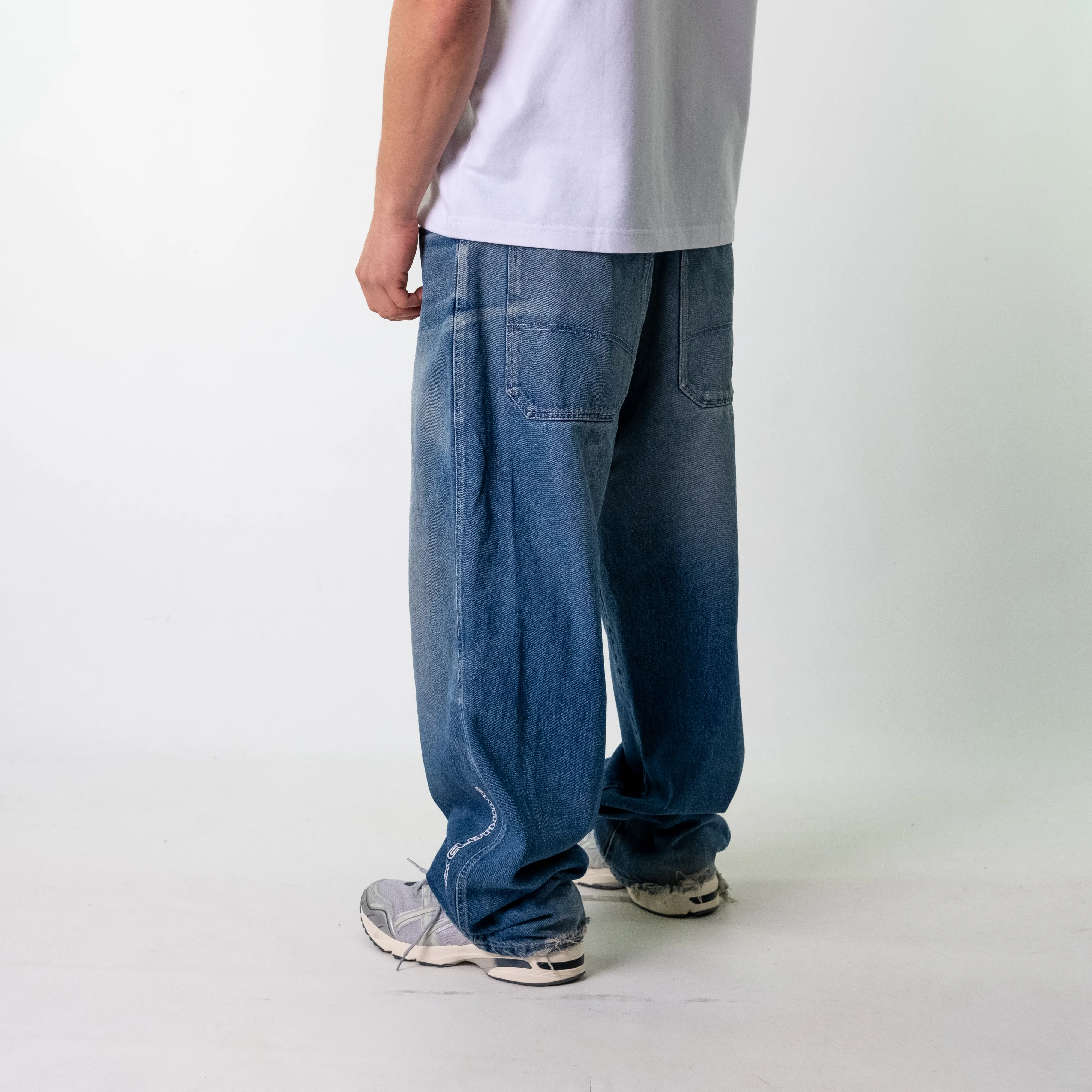 Blue Denim 90s Baggy Hip Hop Bronx Clothing Ltd Cargo Skater Trousers Pants Jeans (38x34)