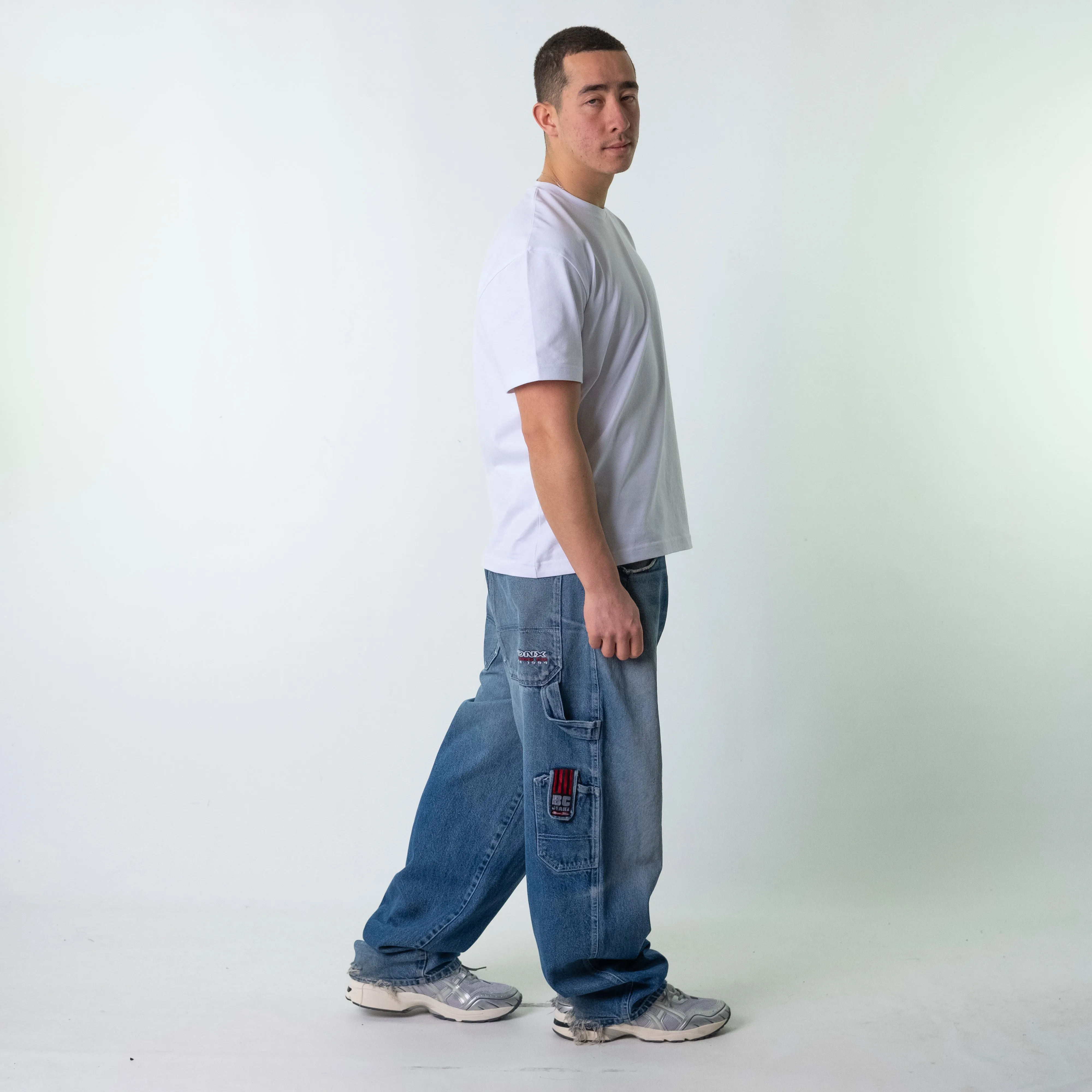 Blue Denim 90s Baggy Hip Hop Bronx Clothing Ltd Cargo Skater Trousers Pants Jeans (38x34)