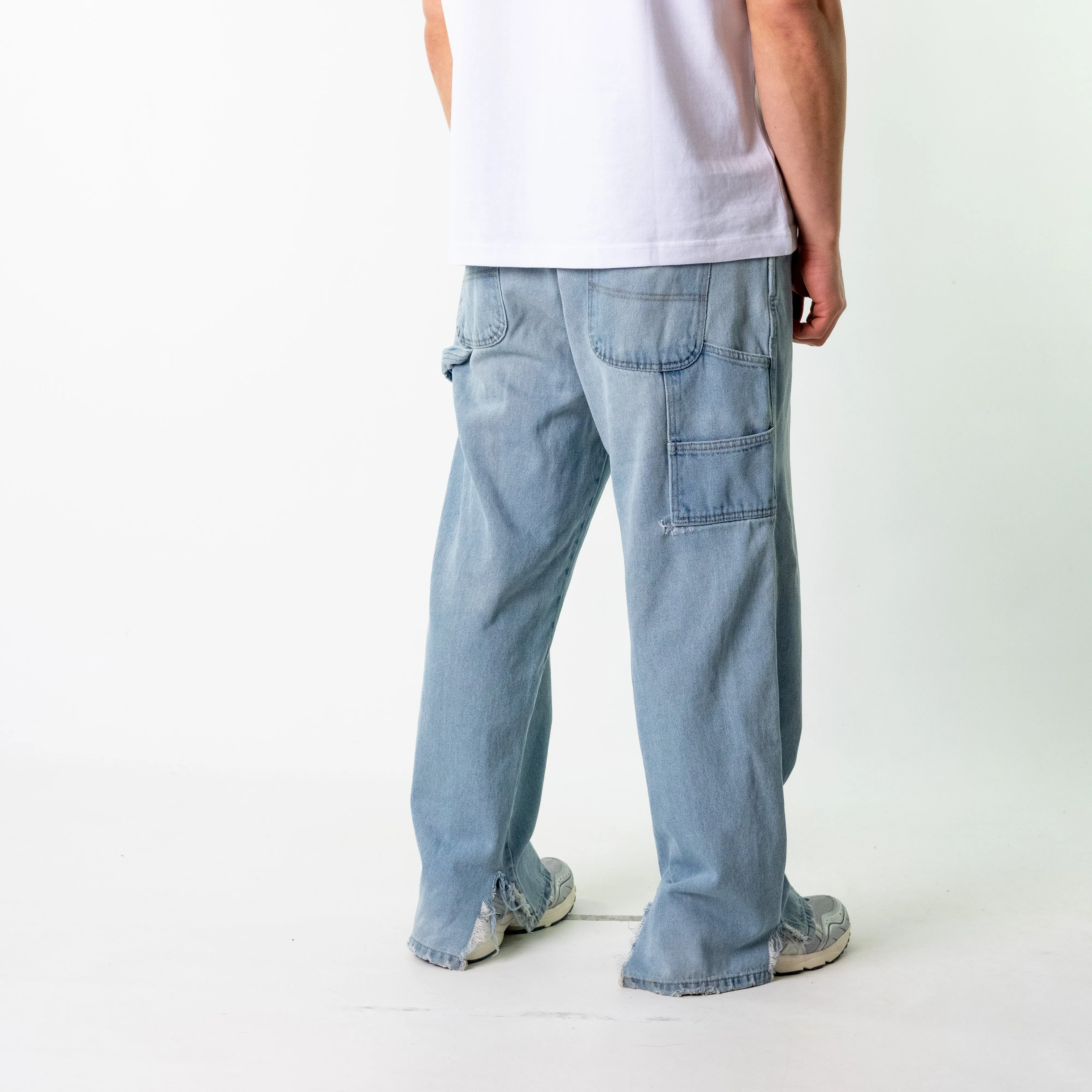 Blue Denim 90s Baggy Hip Hop  Cargo Skater Trousers Pants Jeans (34x32)