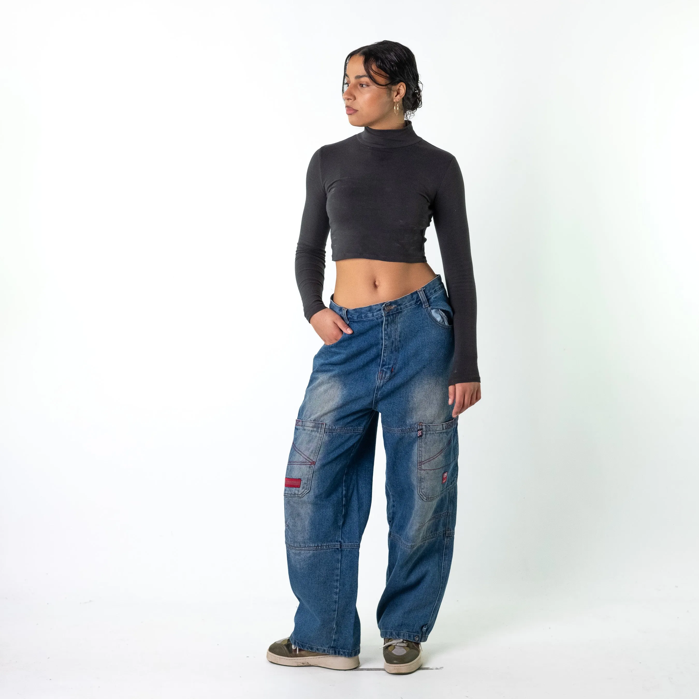 Blue Denim 90s Baggy Hip Hop Ecko Unltd. Cargo Skater Trousers Pants Jeans (32x30)