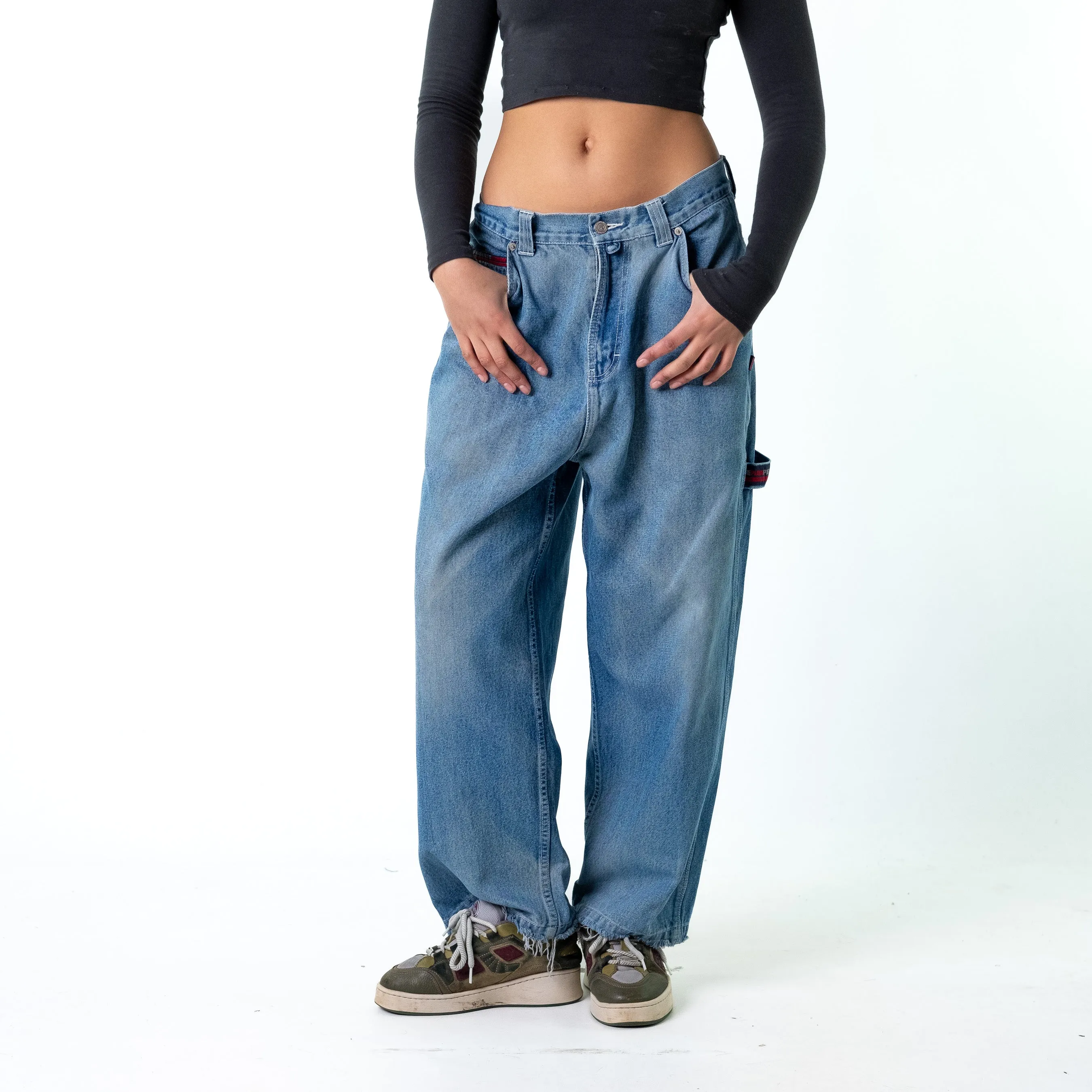 Blue Denim 90s Baggy Hip Hop Pure Playaz Cargo Skater Trousers Pants Jeans (33x27)