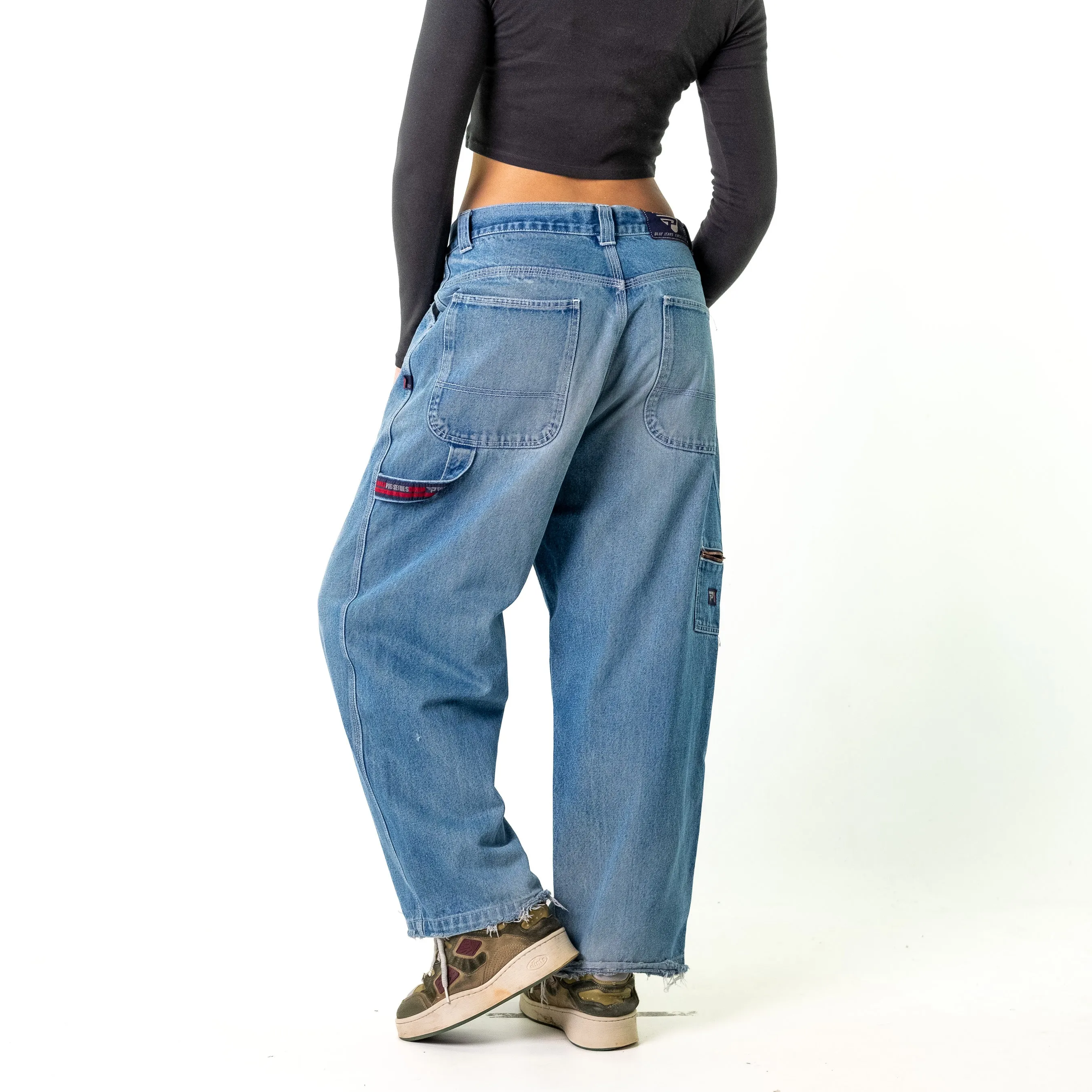 Blue Denim 90s Baggy Hip Hop Pure Playaz Cargo Skater Trousers Pants Jeans (33x27)