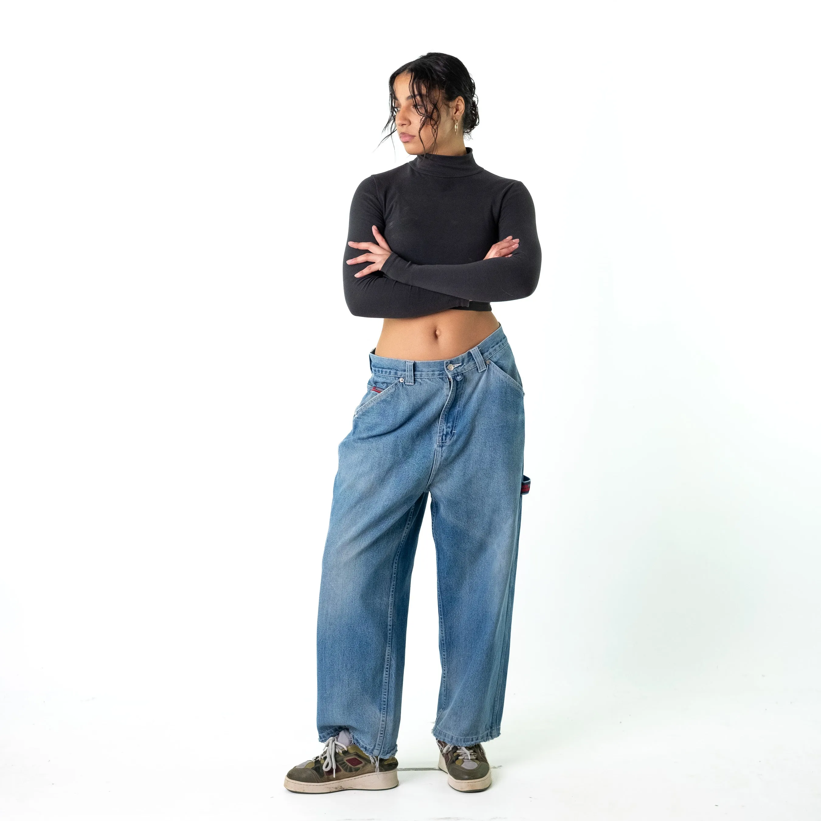 Blue Denim 90s Baggy Hip Hop Pure Playaz Cargo Skater Trousers Pants Jeans (33x27)