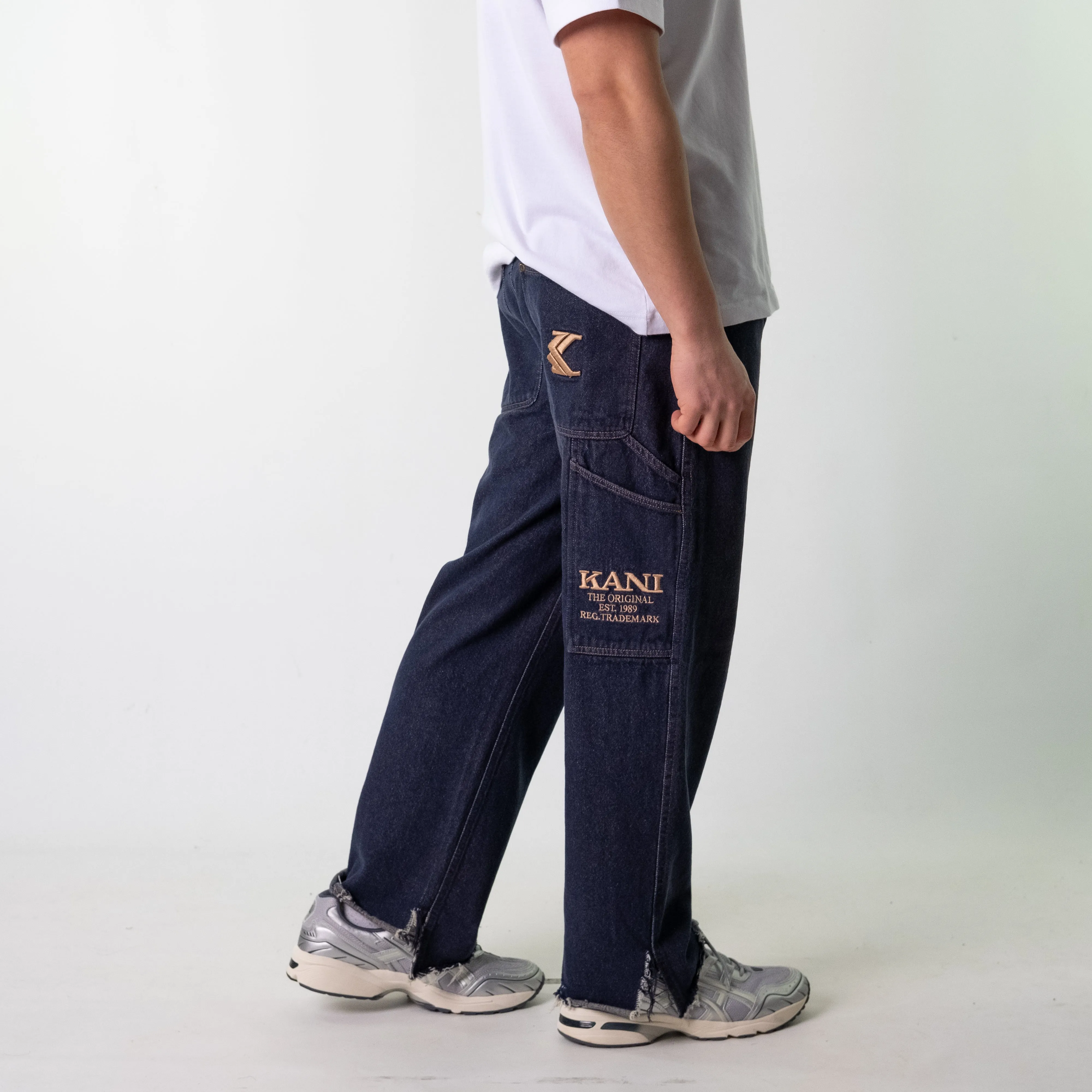 Blue Denim 90s Karl Kani  Cargo Skater Trousers Pants Jeans (36x29)