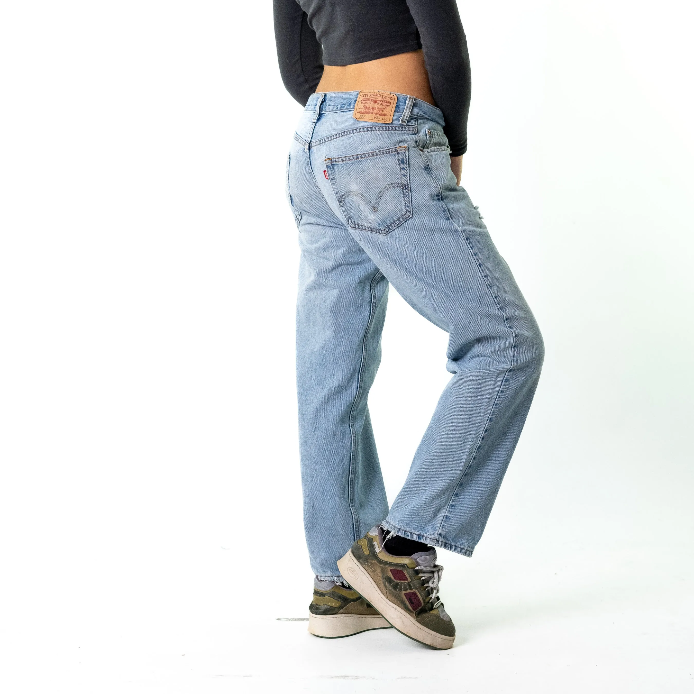 Blue Denim 90s Levi's 550 Cargo Skater Trousers Pants Jeans (33x30)