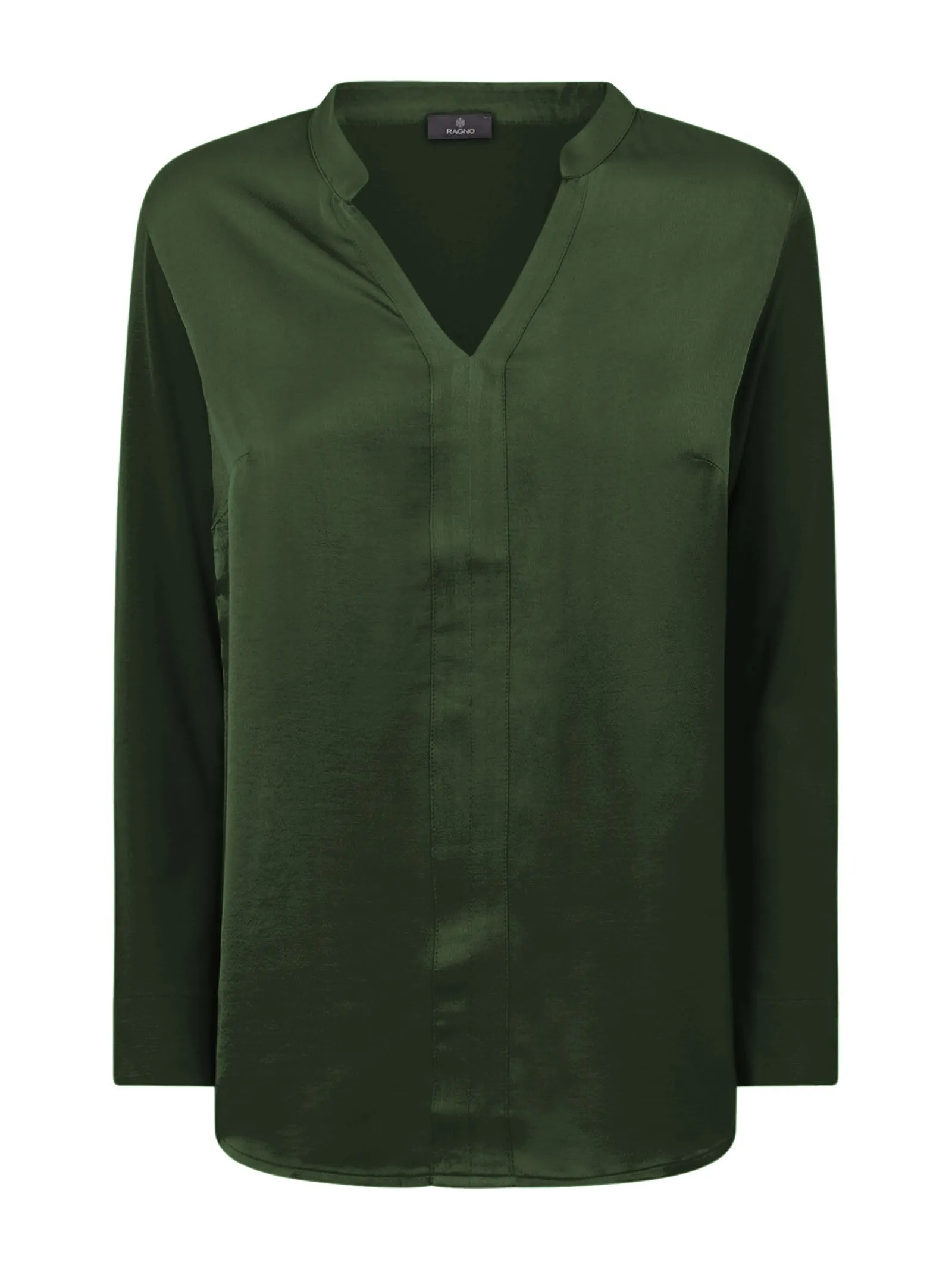 Blusa con scollo a V in misto viscosa - Kombu Green