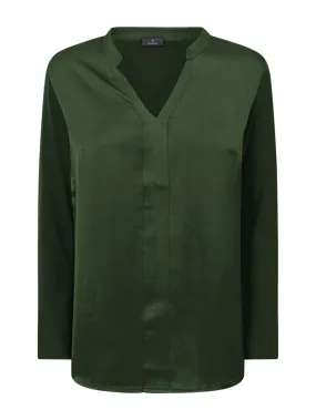 Blusa con scollo a V in misto viscosa - Kombu Green