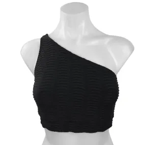 Booty by Brabants Women's Black Sleeveless Lounge One Shoulder Crop Top Size S