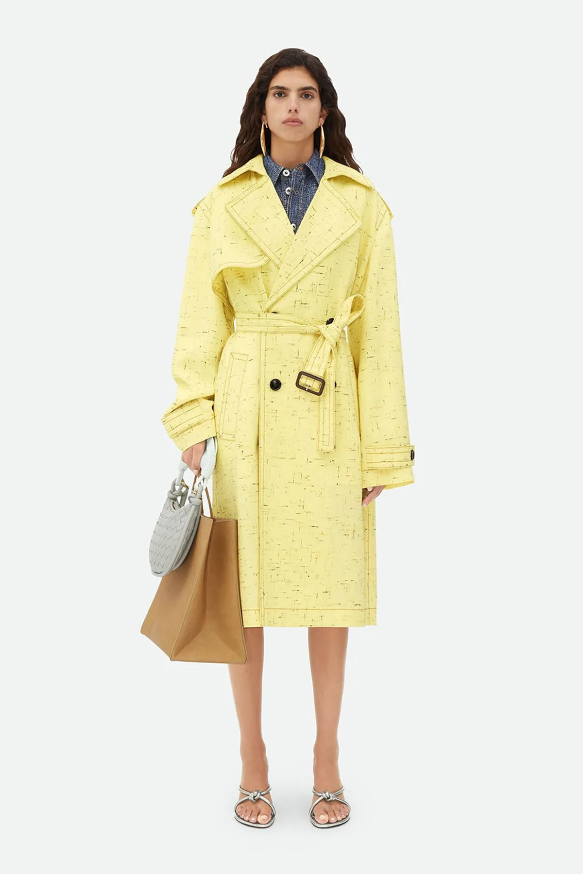 BOTTEGA VENETA | TEXTURED CRISS CROSS VISCOSE SILK TRENCH