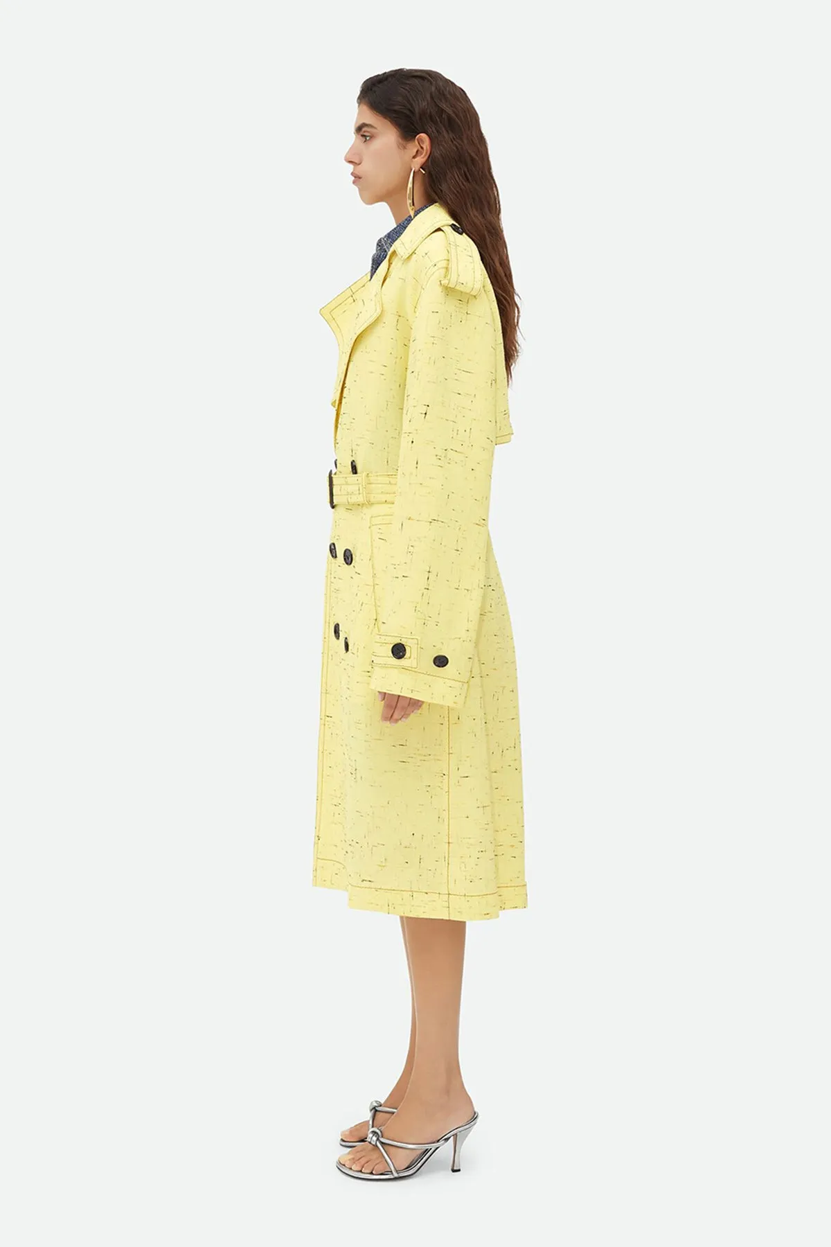 BOTTEGA VENETA | TEXTURED CRISS CROSS VISCOSE SILK TRENCH