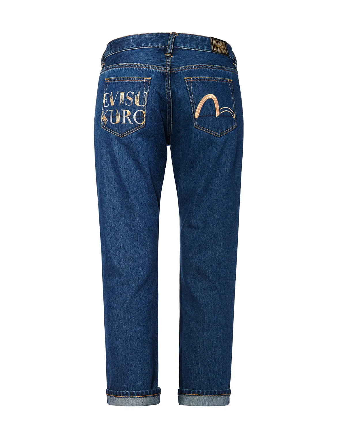 Boyfriend-fit Denim Jeans with Duo Iridescent Stitching Logo Embroidery