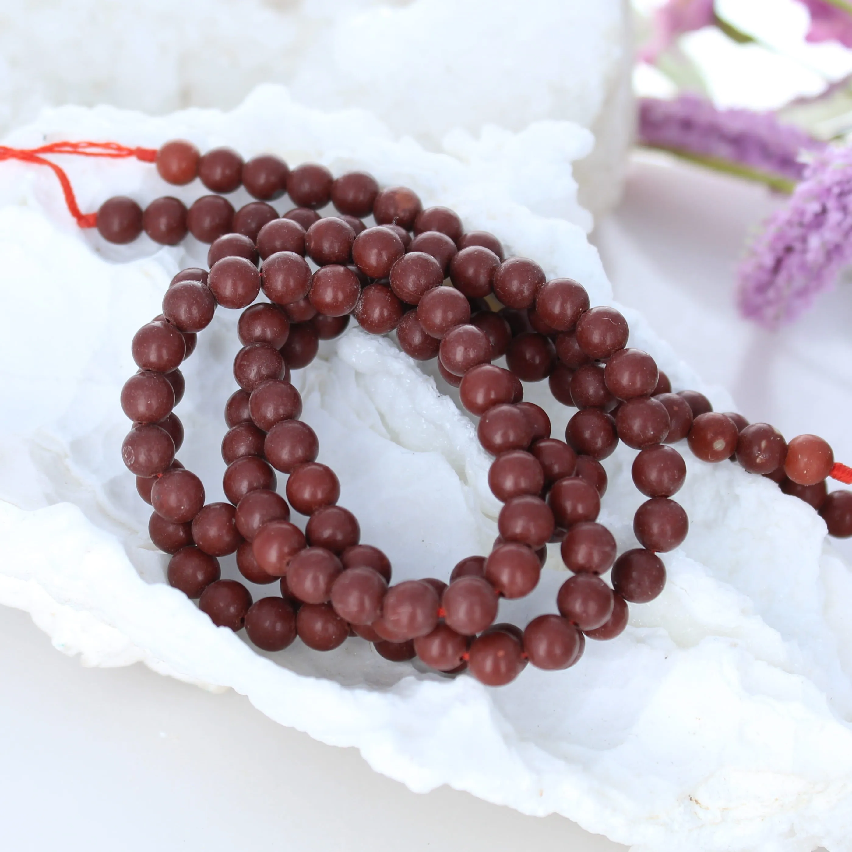 Brick Red Pipestone Beads Round Shape 6mm 16 Southwest Style