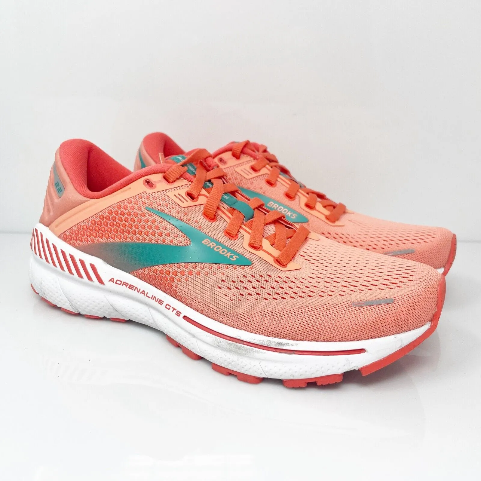 Brooks Womens Adrenaline GTS 22 1203531B680 Orange Running Shoes Sneakers Sz 8 B