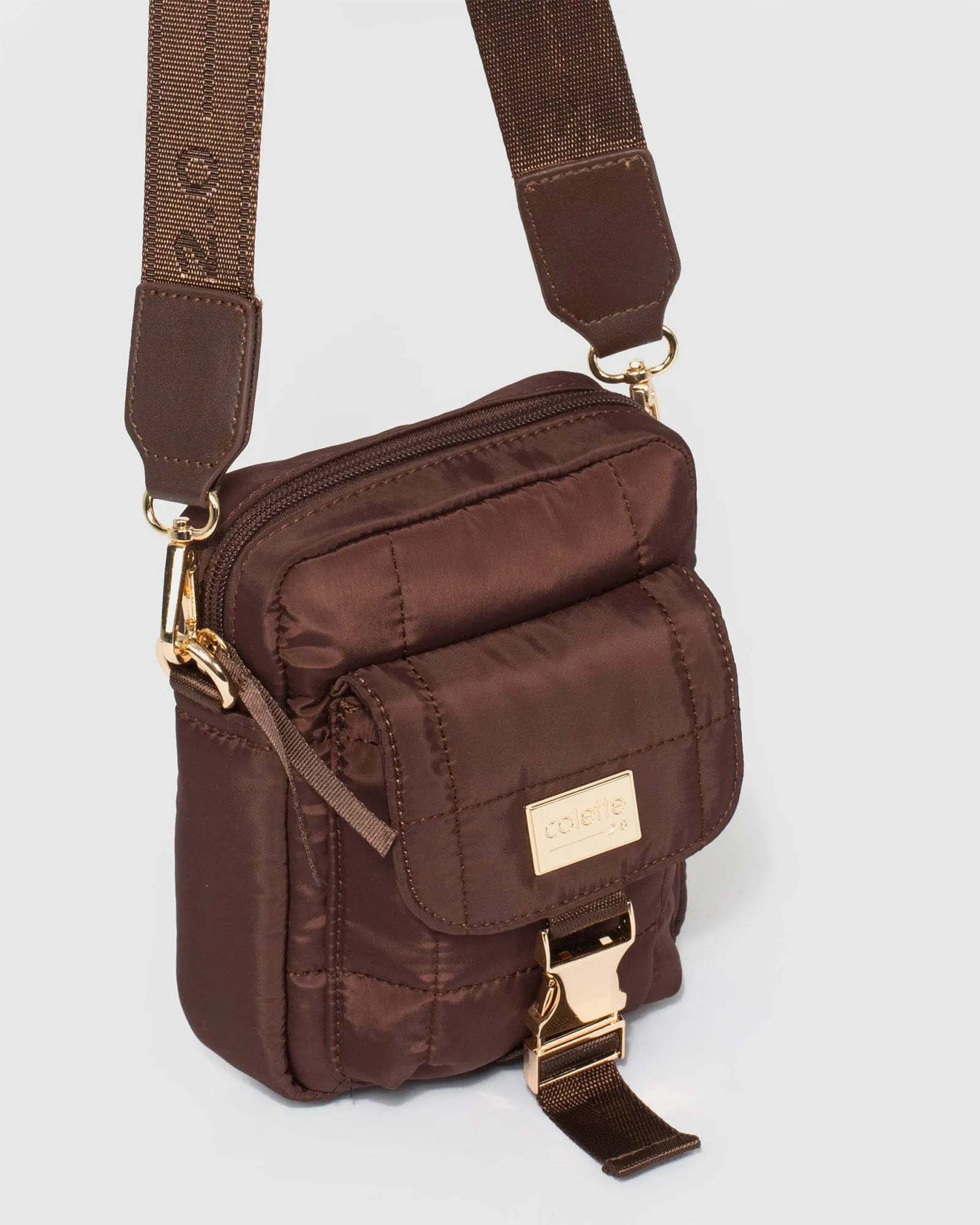 Brown Emma Lock Crossbody Bag
