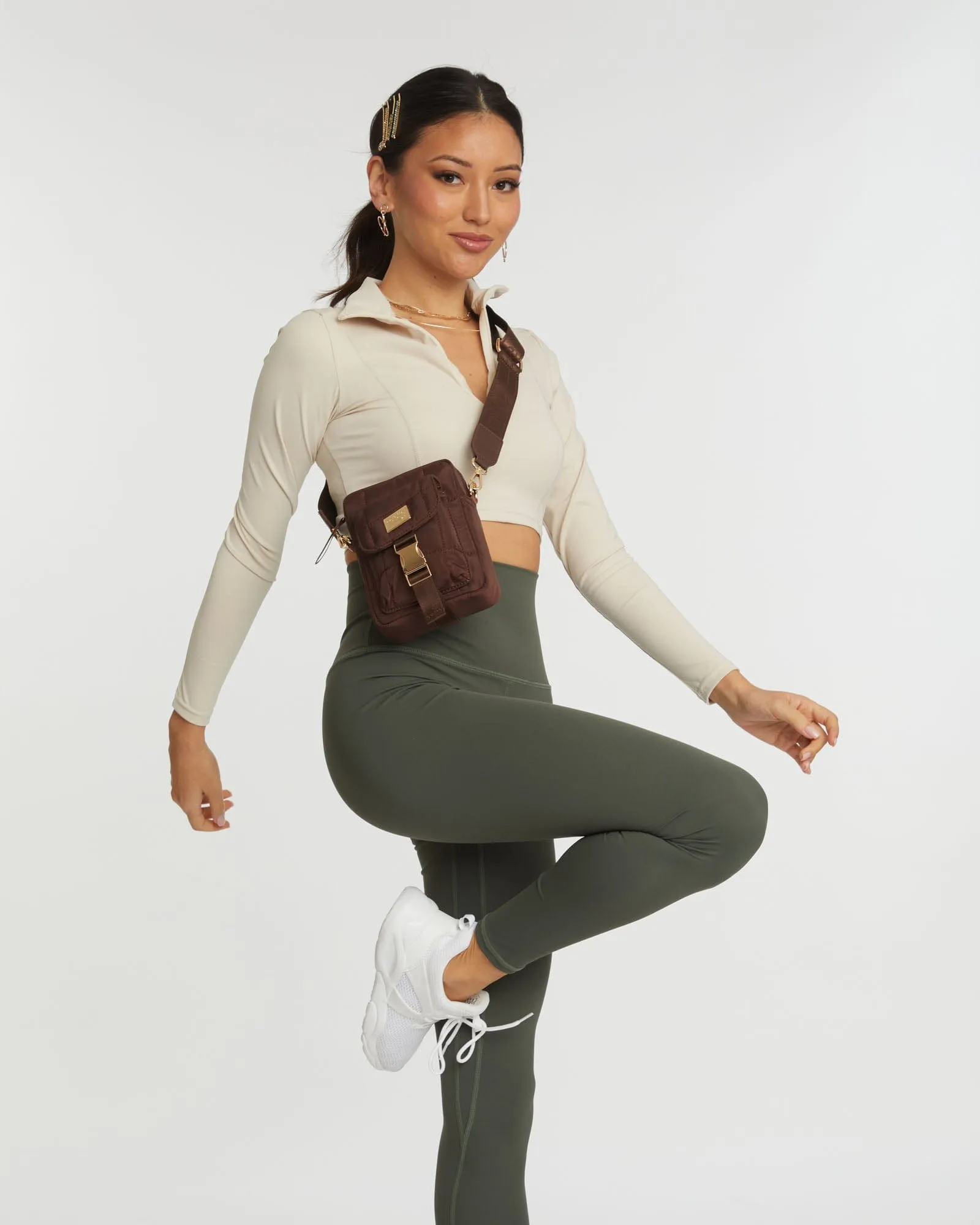 Brown Emma Lock Crossbody Bag