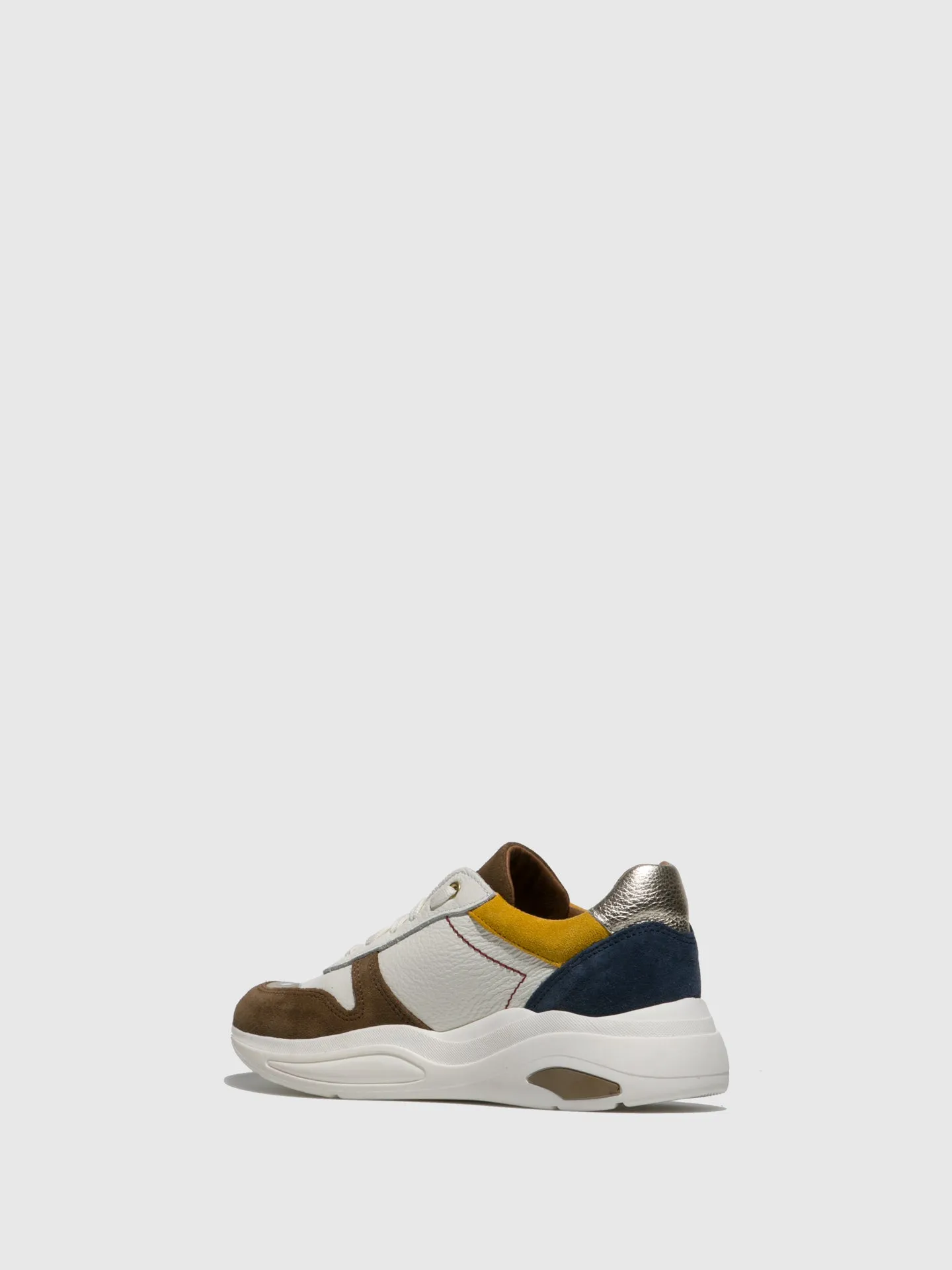 Brown White Lace-up Trainers